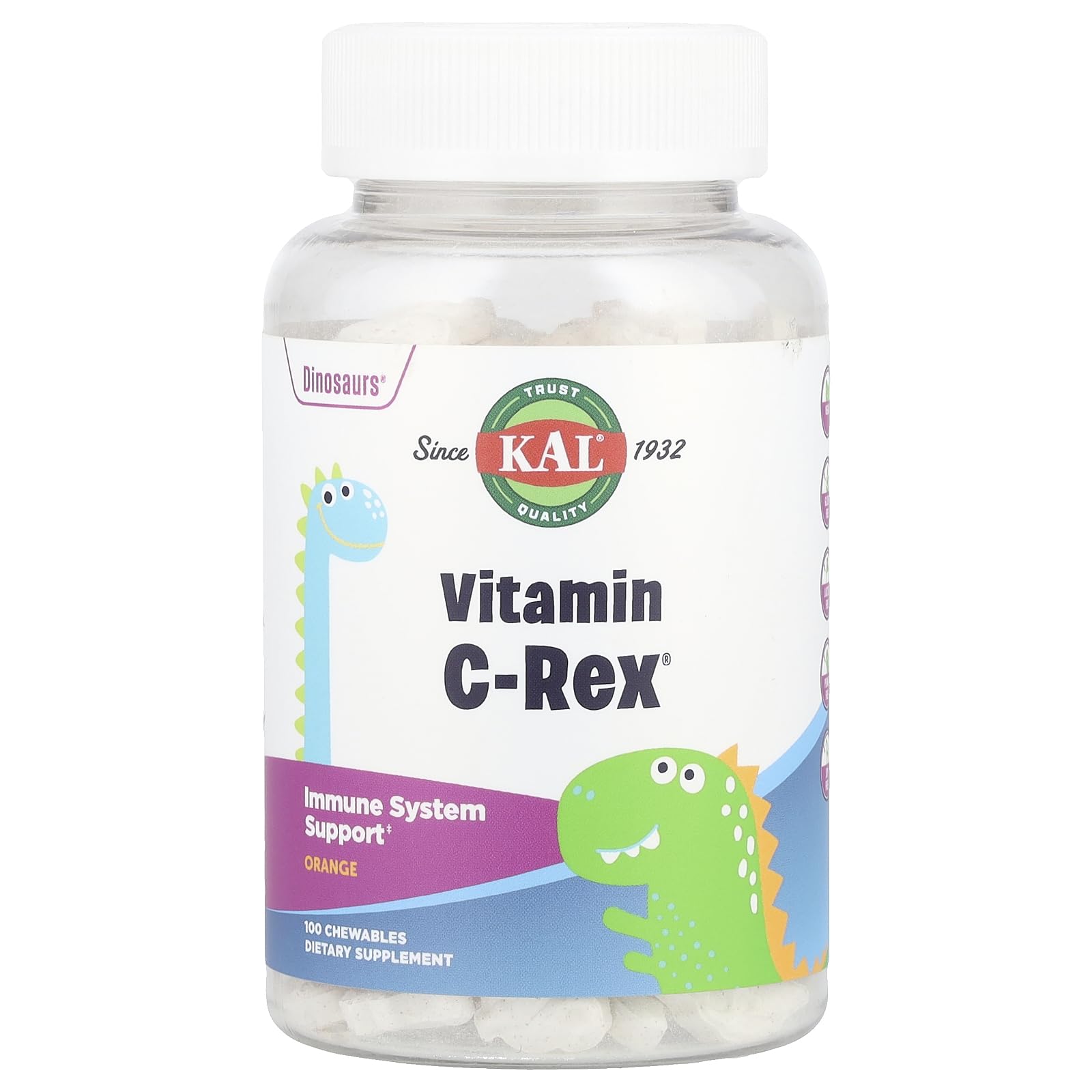 KAL C-Rex Vitamin C for Kids Chewable 100 Count