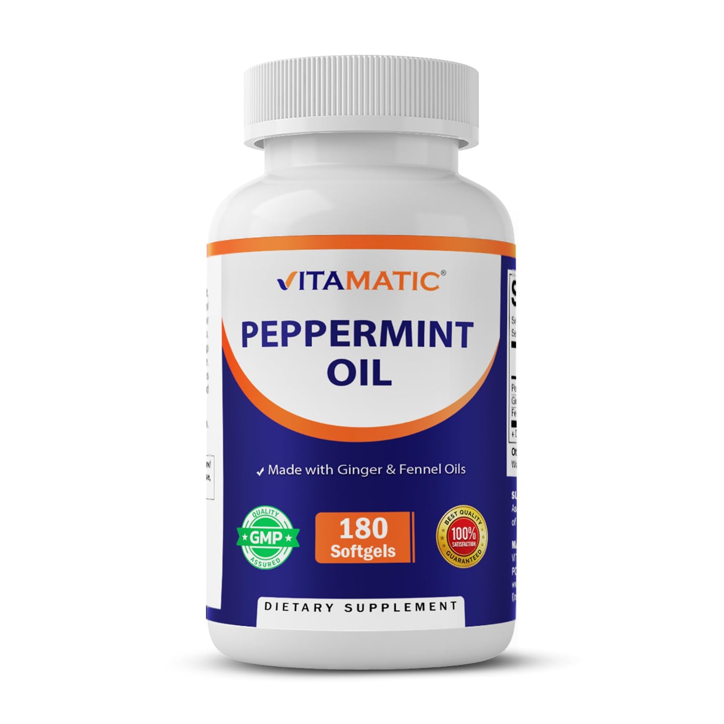 Vitamatic Peppermint Oil Gel with Ginger & Fennel Oils Softgels, 180
