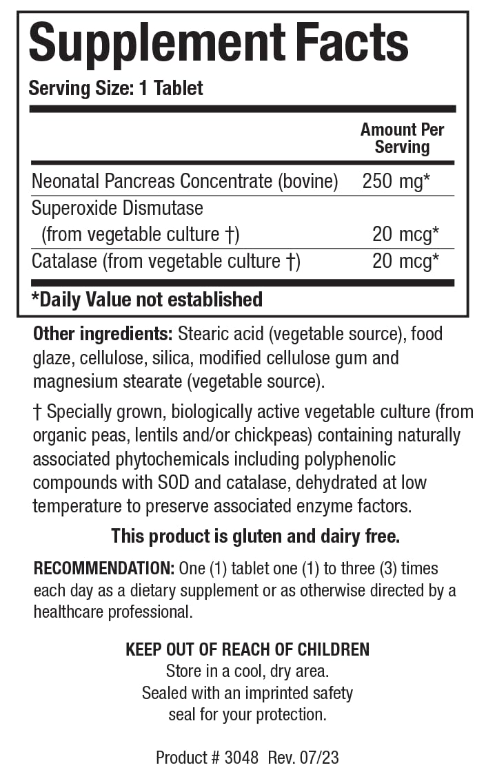 Biotics Research Cytozyme-PAN Pancreas Tissue Concentrate with SOD & Catalase, 90 Tablets