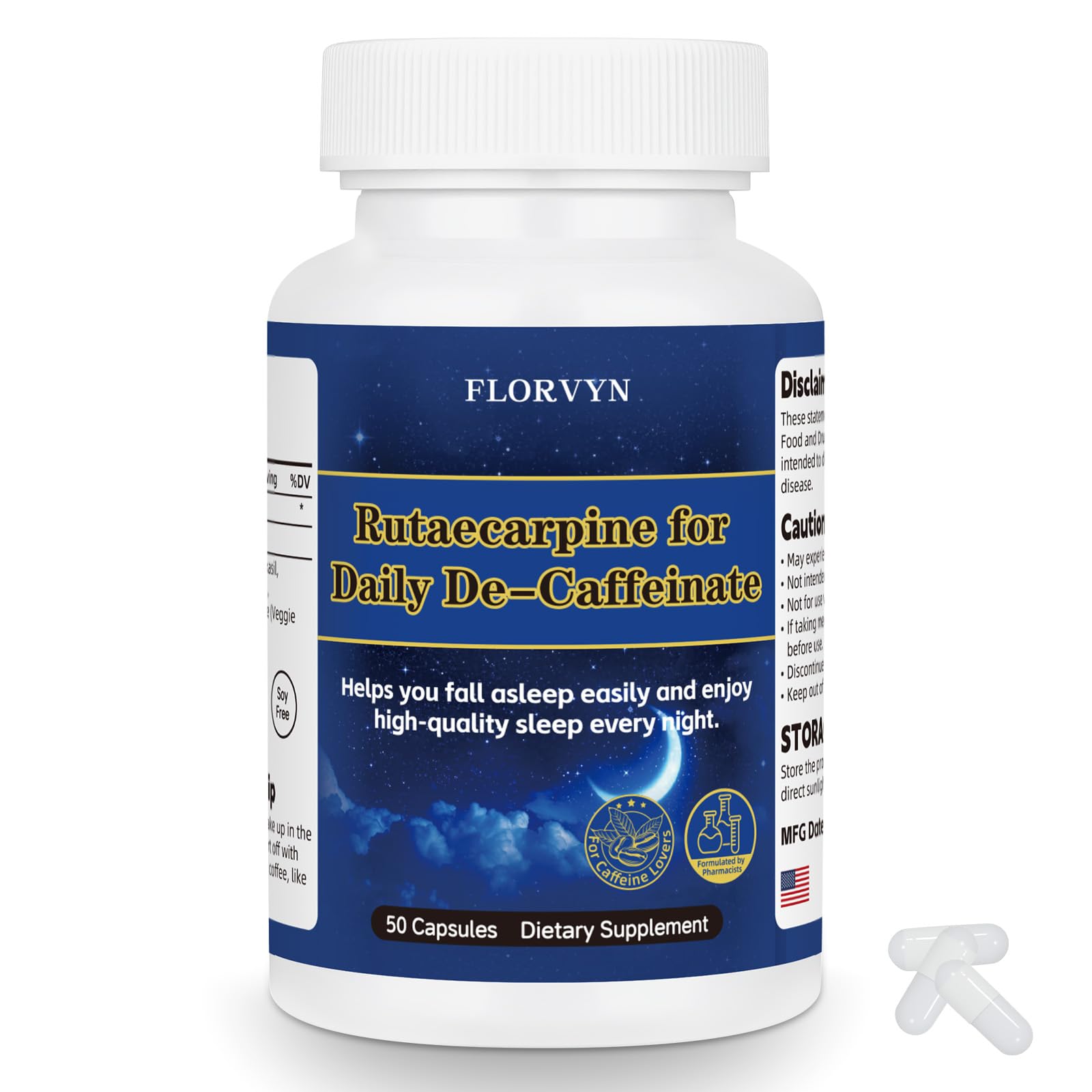 Florvyn Rutaecarpine Supplement for Coffee Lovers 50 Capsules