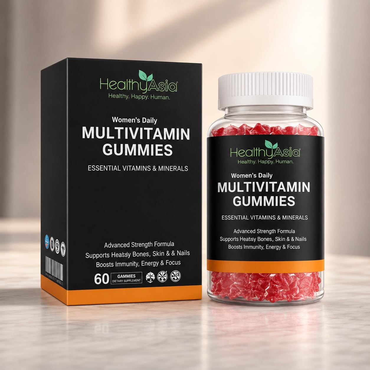 HealthyAsia Black Label Women's Daily Multivitamin Gummies 60 Count