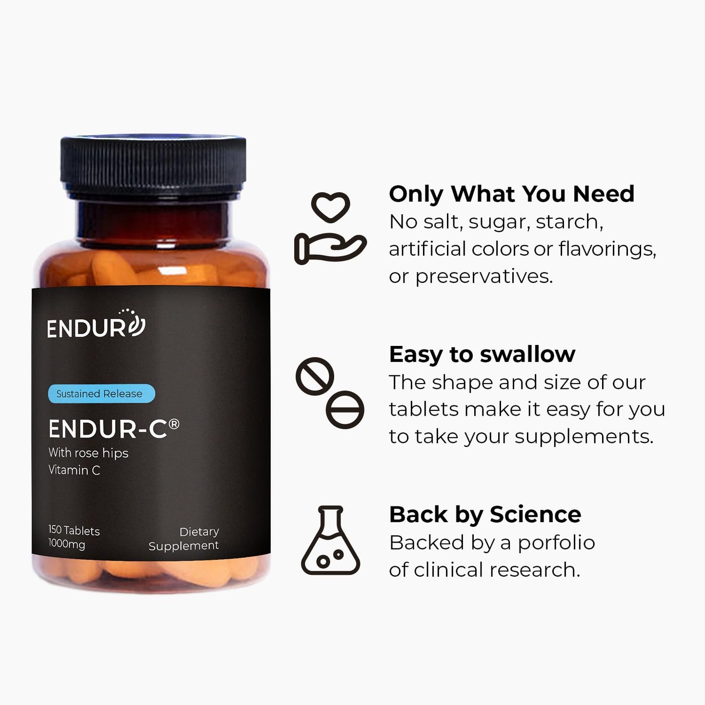Endurance Products ENDUR-C Vitamin C with Rose Hips 150 Tablets