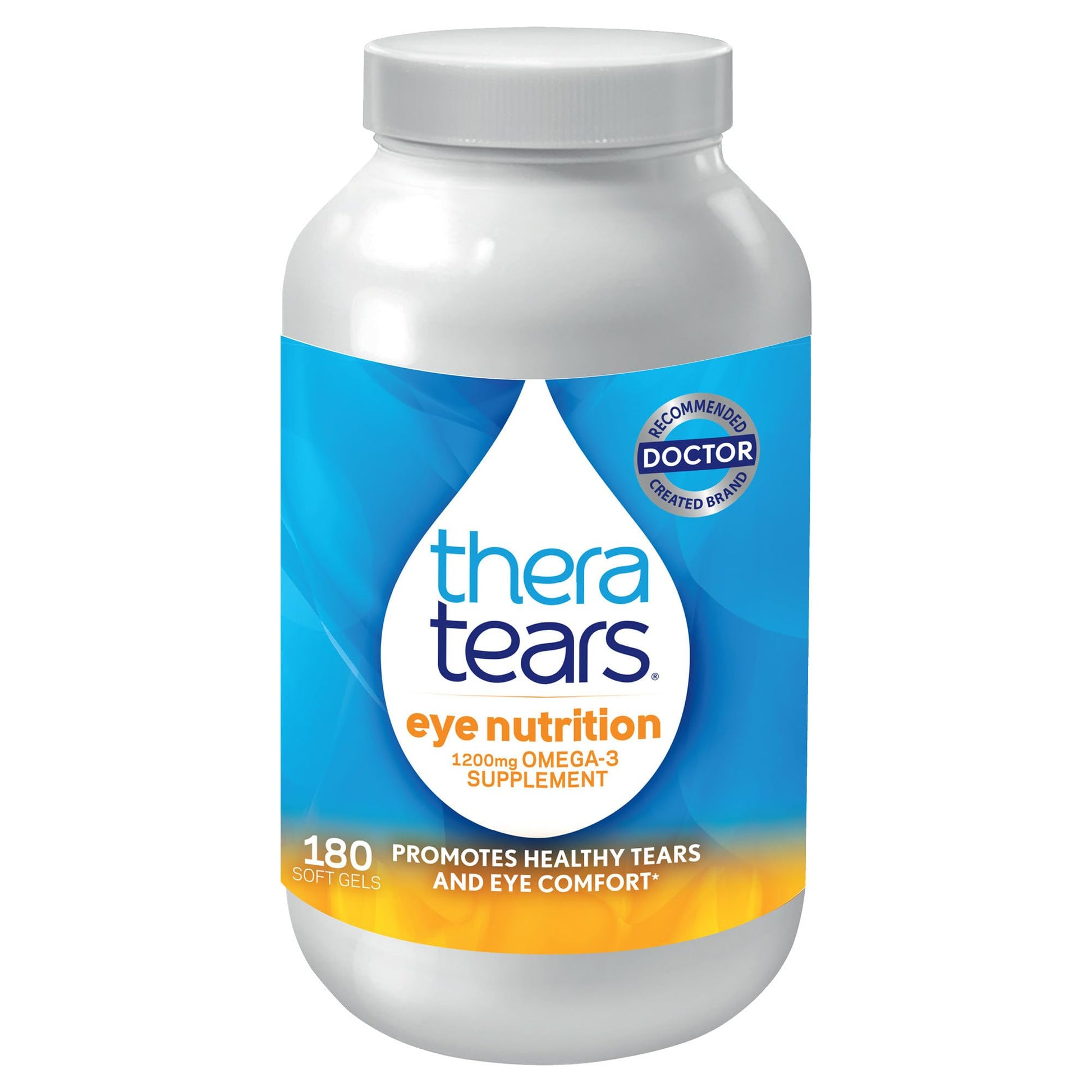 TheraTears Omega-3 Eye Care Supplement, 1200mg Fish Oil and Organic Flaxseed Oil with Vitamin E, 180 Capsules