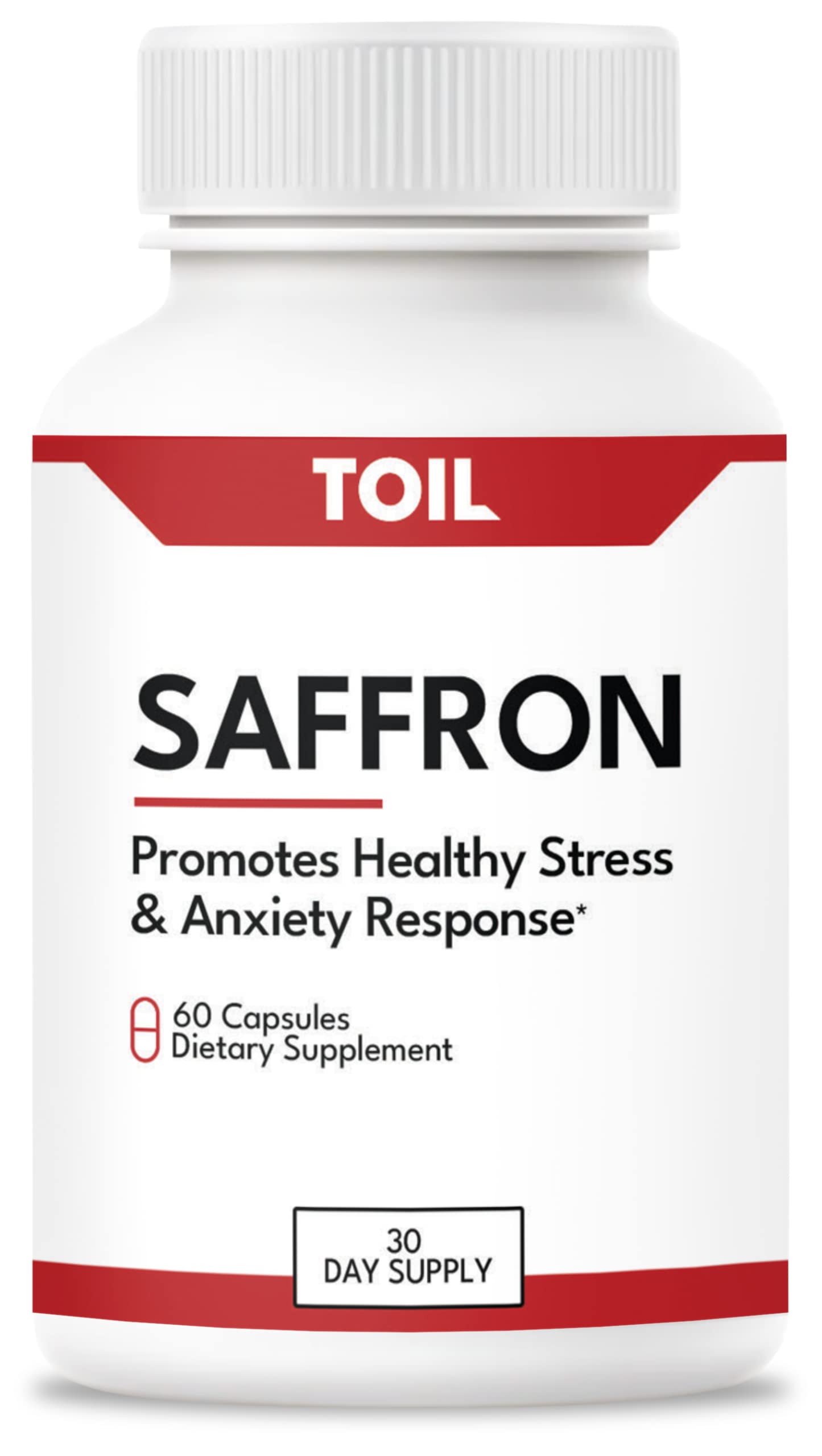TOIL Saffron Supplement for Stress Response and Brain Health Support Unflavored Capsules 60 Count