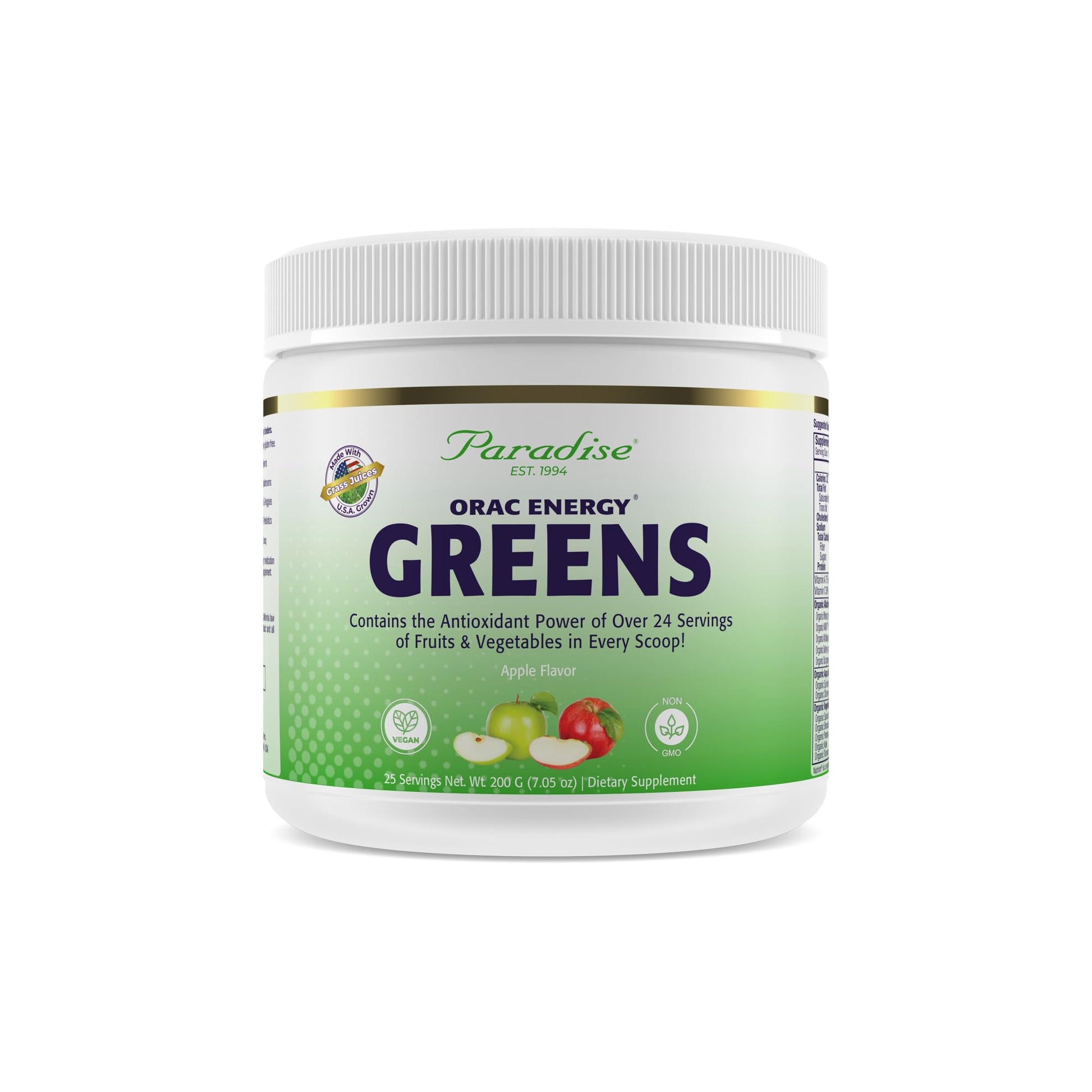 Paradise Herbs ORAC Energy Greens Apple Superfood Powder, 7.05 oz