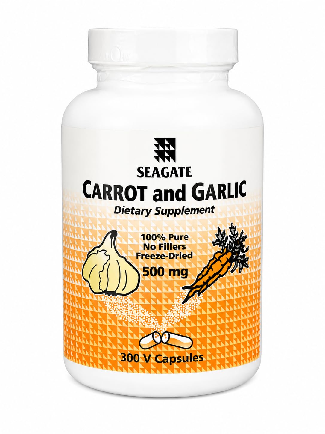 SEAGATE Carrot and Garlic 500mg Capsules 300 Count
