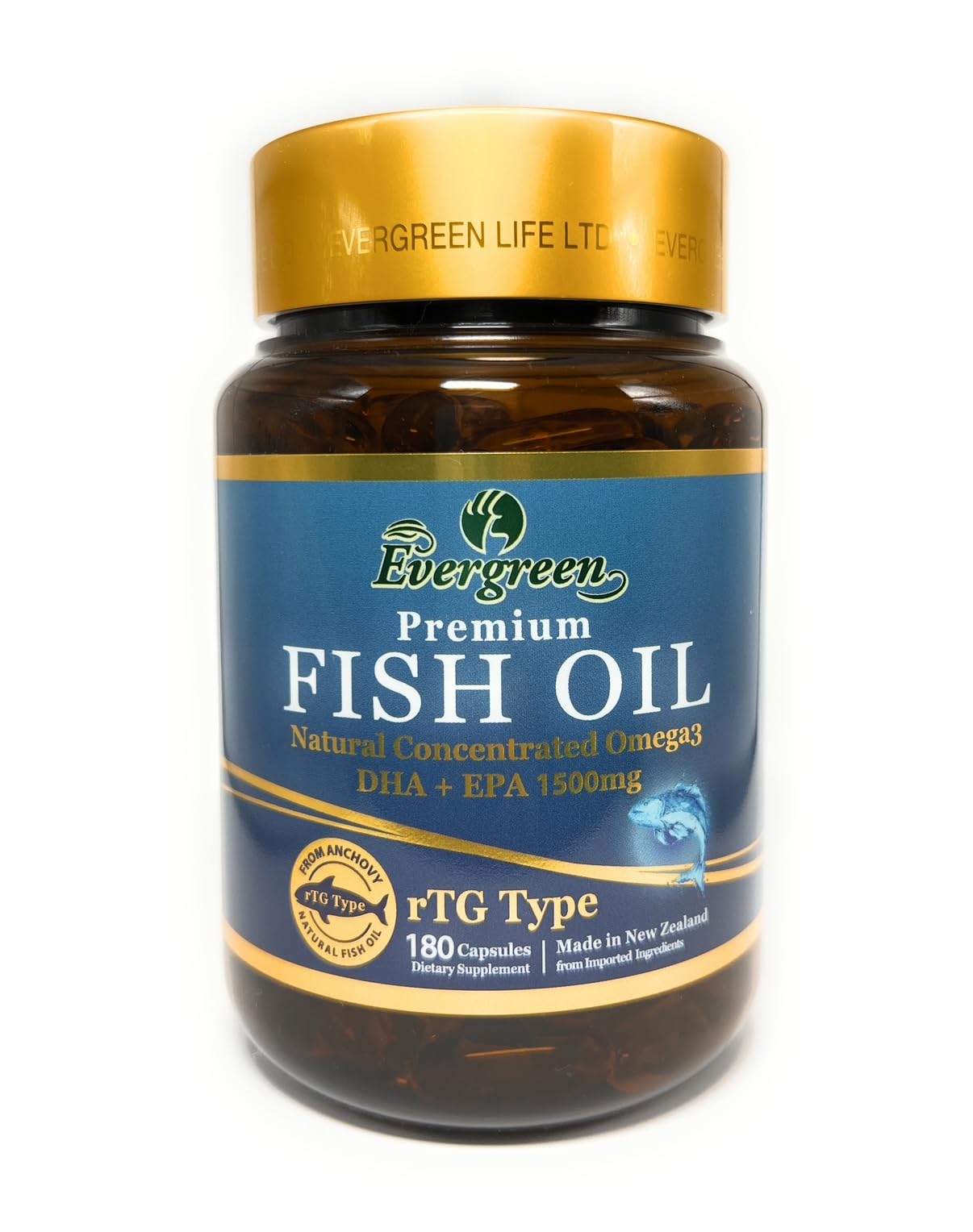 EverGreen Newzealand RTG Omega 3 Fish Oil from Anchovy Softgel 180 Count