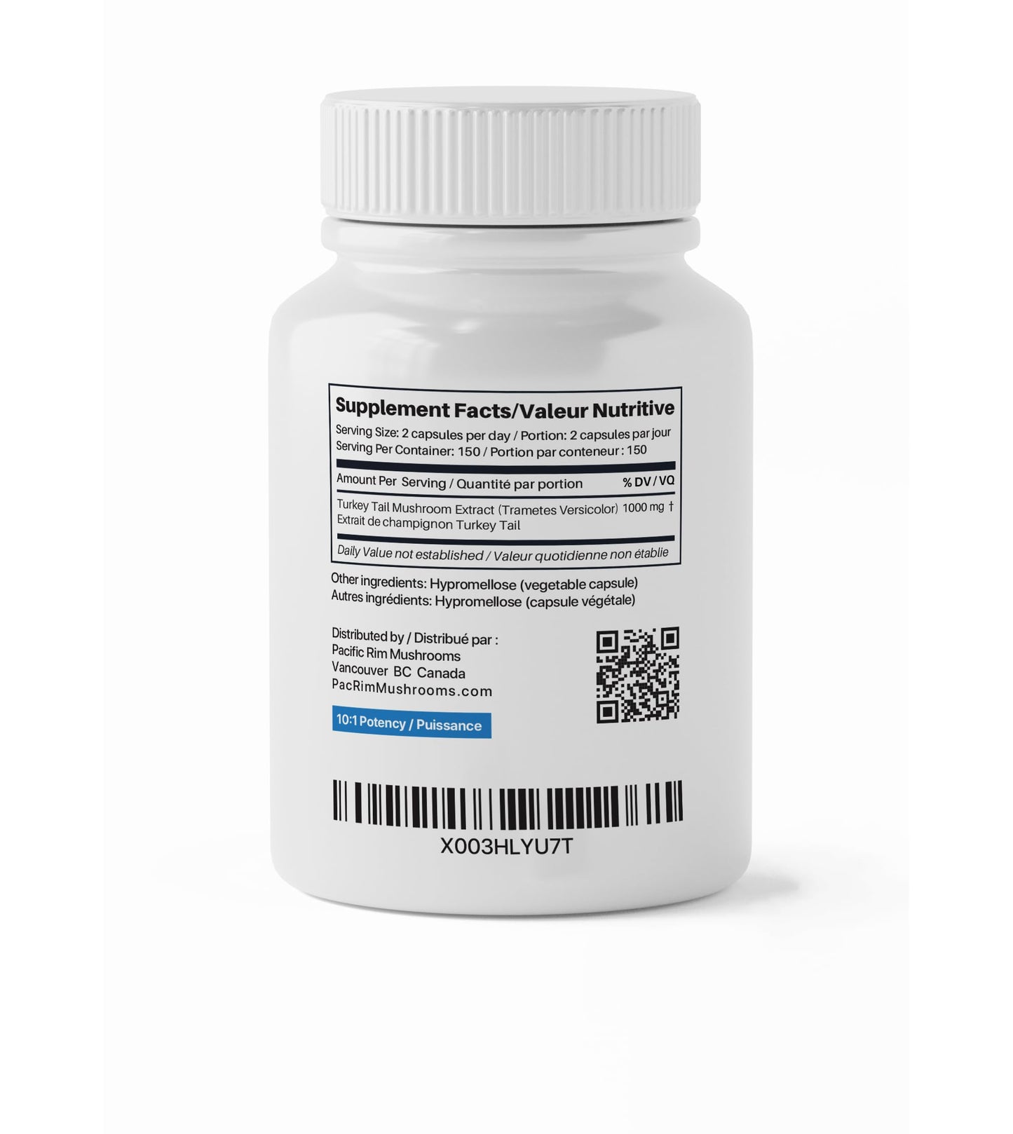 Pacific Rim Mushrooms Turkey Tail Supplement Capsules, 300 Count