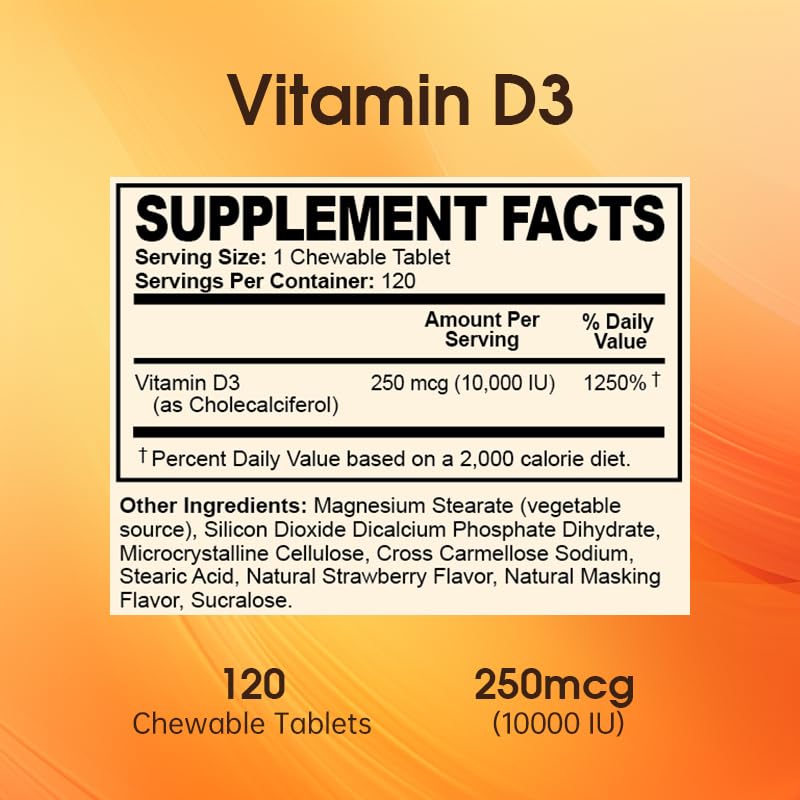 oppluland Vitamin D3 10000 IU (250 mcg) Tablet, 120 Count