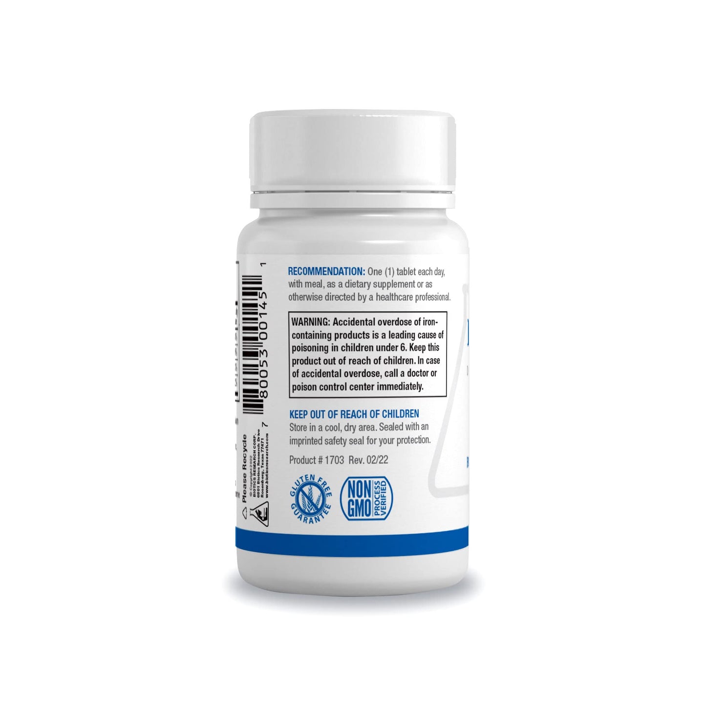 Biotics Research Fe-Zyme Iron 25 mg with Zinc and Copper, Supports Normal Red Blood Cell Production and Healthy Energy Levels, 100 Tablets