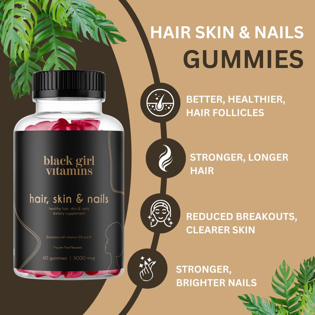 Black Girl Vitamins Hair, Skin, and Nails Biotin Gummies 120 Count