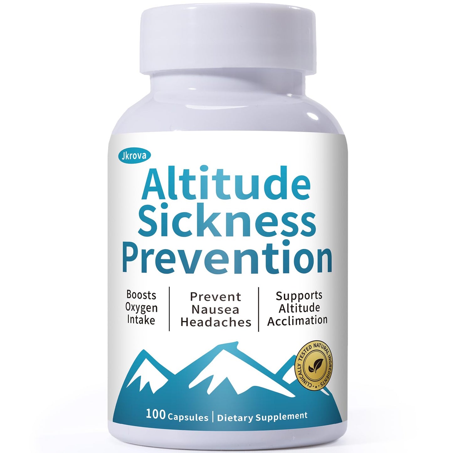 Jkrova Altitude Sickness Prevention - Altitude Pills for Ski, Hike & Mountain Trips - with Vitamin C & Ginkgo Leaf Extract for Oxygen & Energy Balance, 100 Capsules
