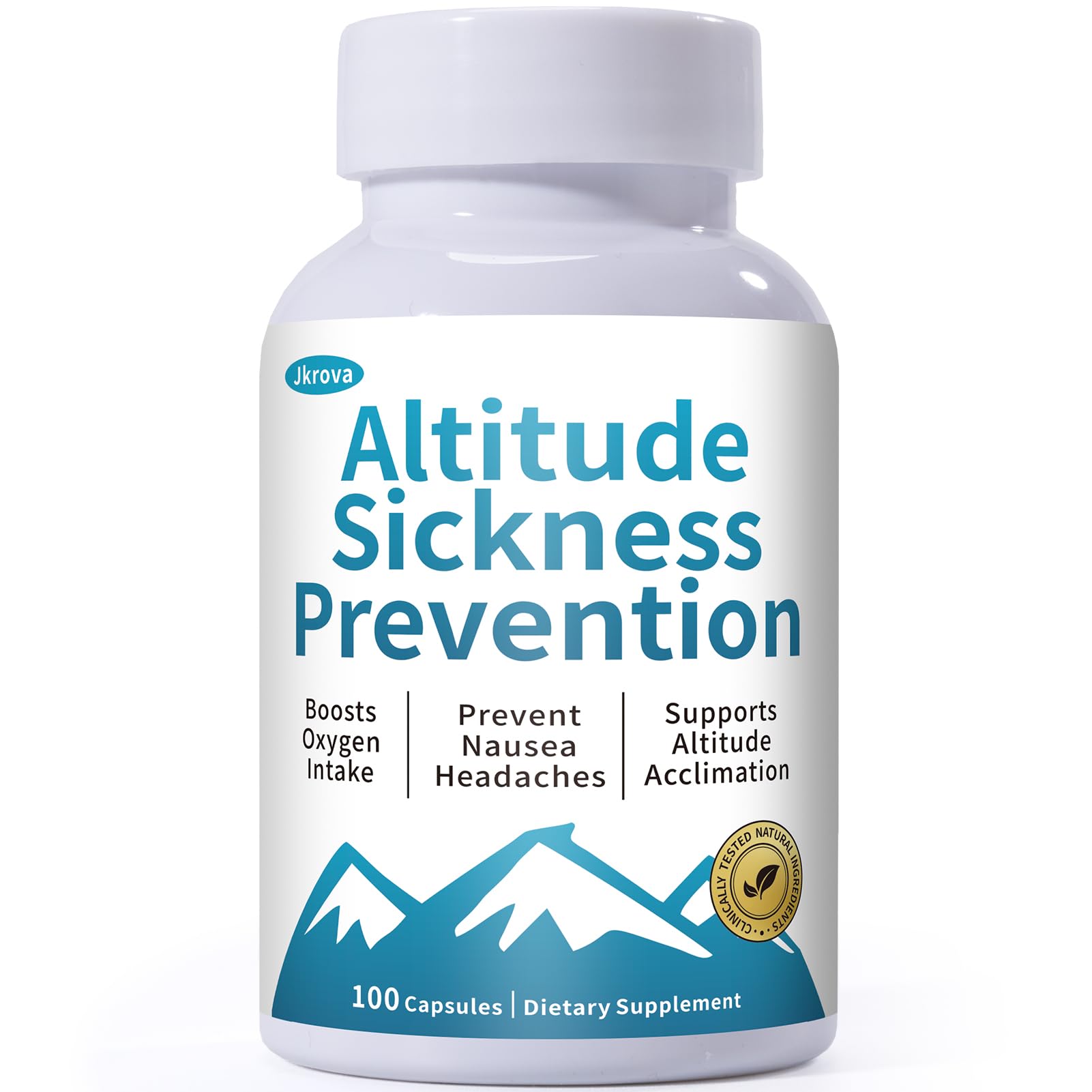 Jkrova Altitude Sickness Prevention - Altitude Pills for Ski, Hike & Mountain Trips - with Vitamin C & Ginkgo Leaf Extract for Oxygen & Energy Balance, 100 Capsules