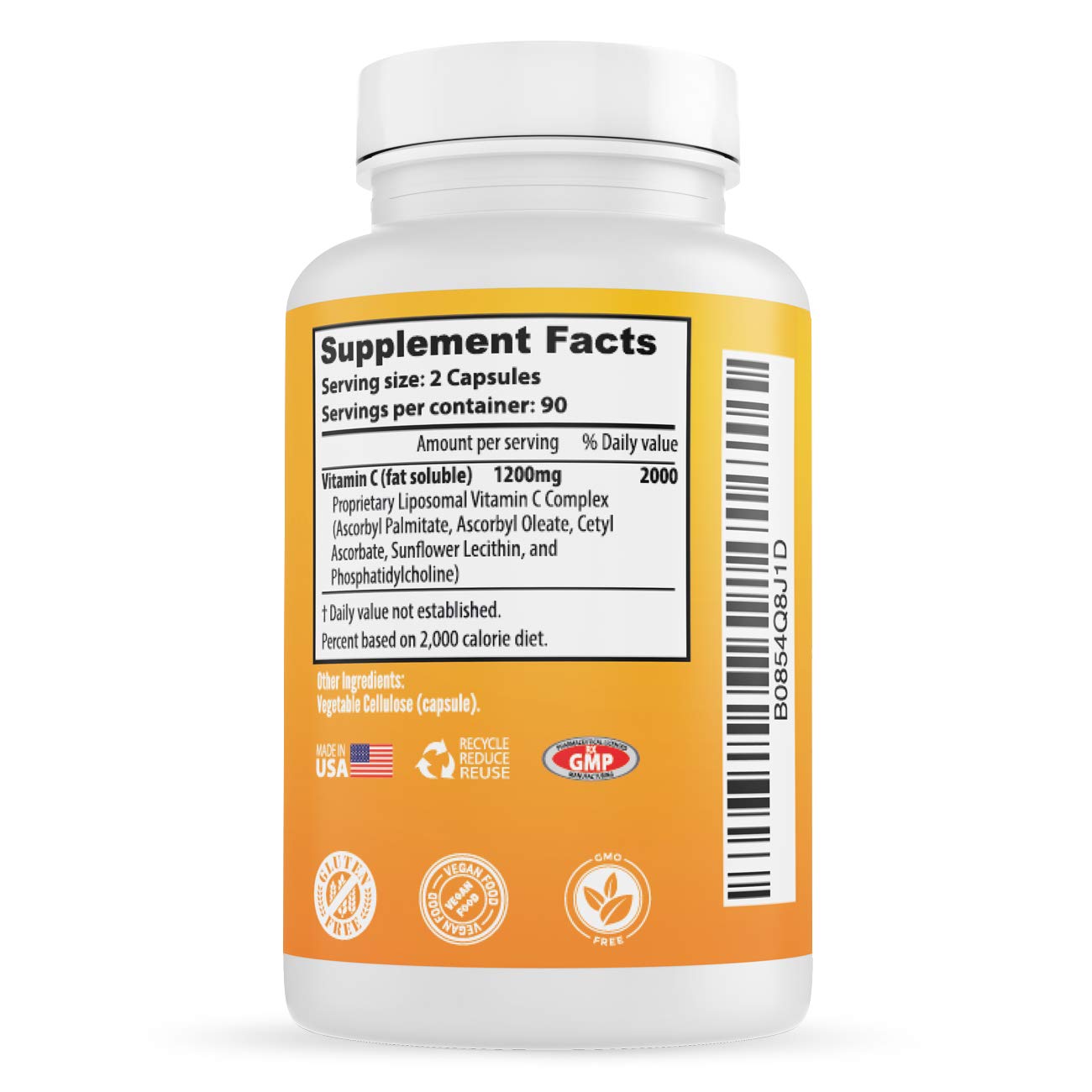 Whole Nature Liposomal Vitamin C Supplement 1200 mg 180 Capsules