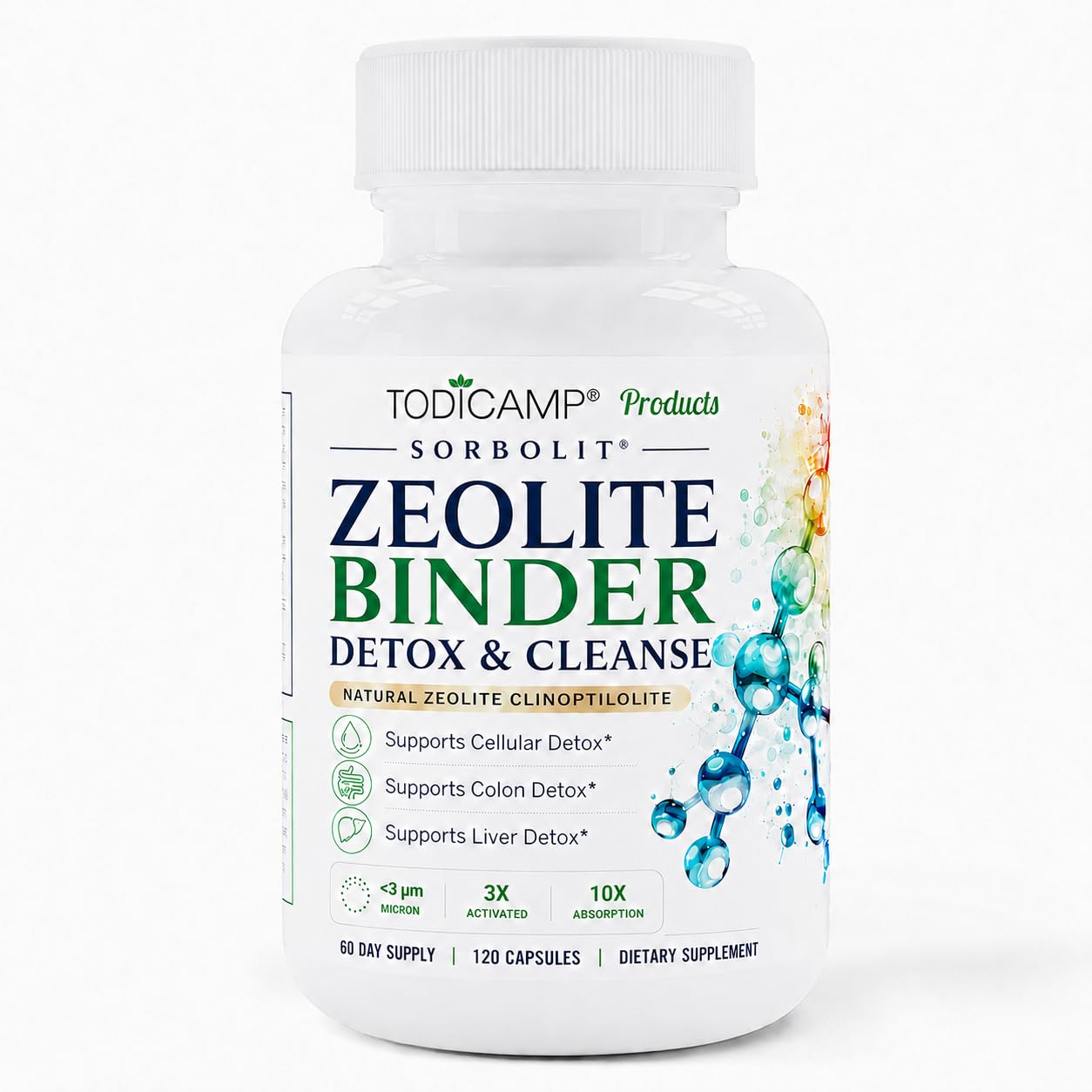 TODICAMP Zeolite Detox Capsules 120 Count