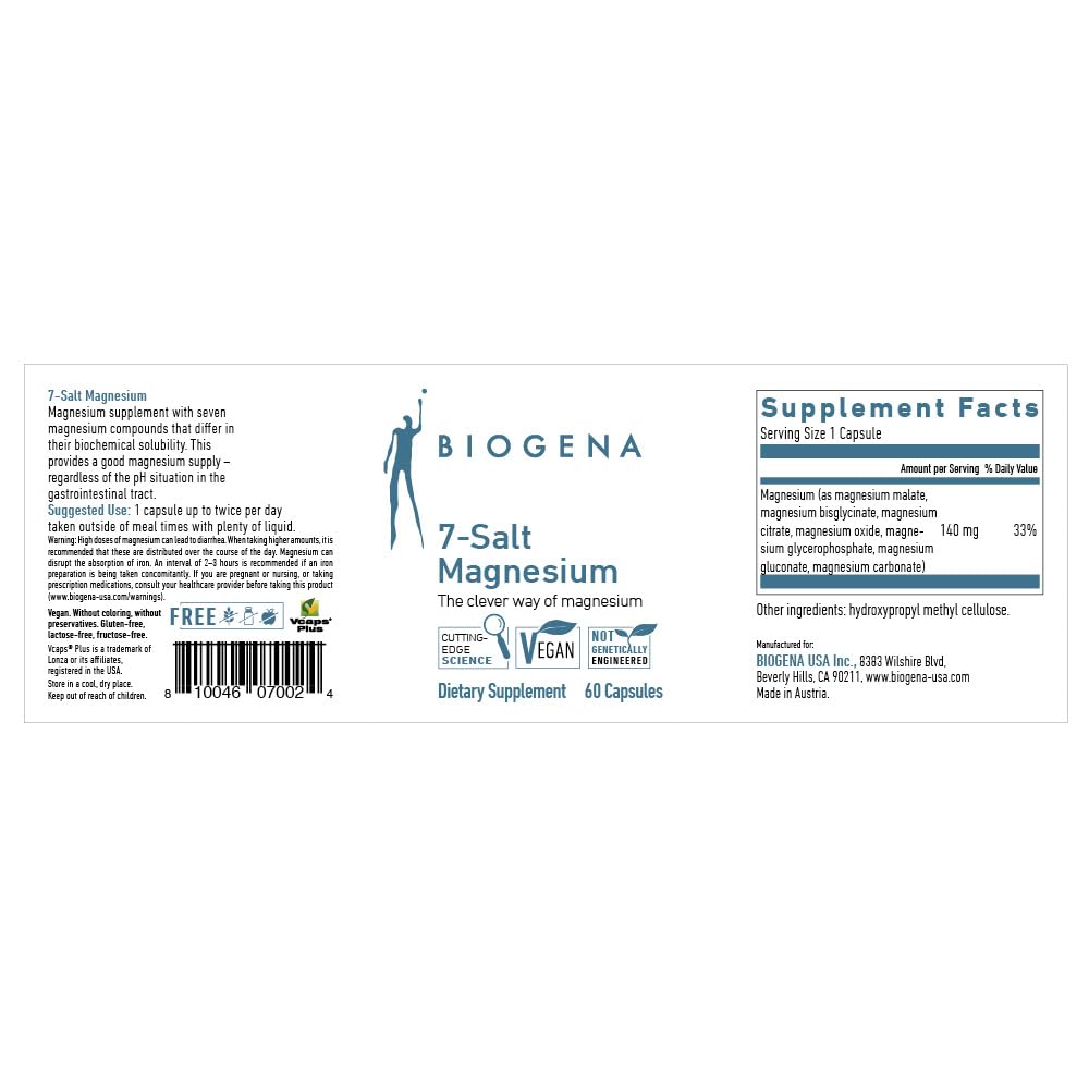 BIOGENA 7-Salt Magnesium Complex Capsules, 60 Count