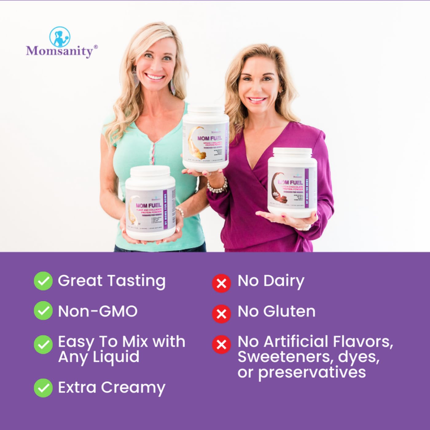 Momsanity Dairy-Free Meal Replacement Protein Powder for Women - Plant & Collagen Protein Blend, Vanilla, 1.72 lb