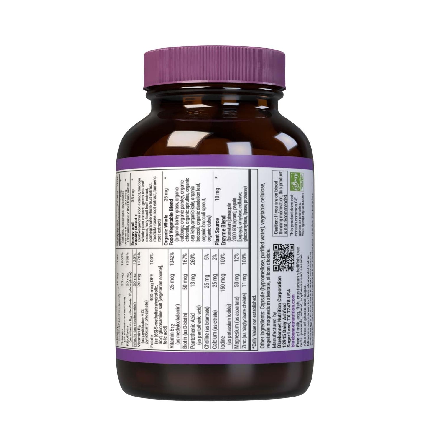 BlueBonnet Maxi One Whole Food Multiple, Enzymes, Energy, Vitality, Gluten, Kosher, Soy & Dairy-Free, Vegetarian Friendly, Non-GMO Capsules 30