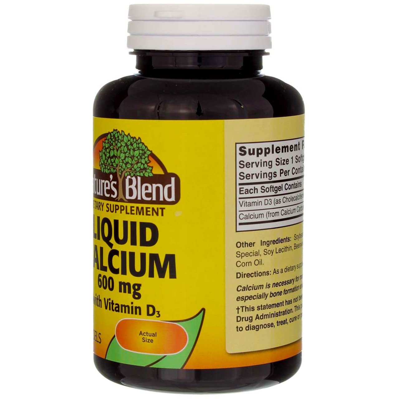 Nature's Blend Liquid Calcium 600mg with D-3 Softgels, 2-Pack