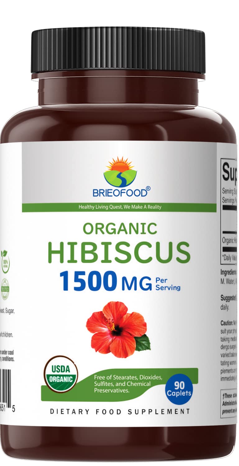 Brieofood Organic Hibiscus 1500mg Tablet, 90 Count