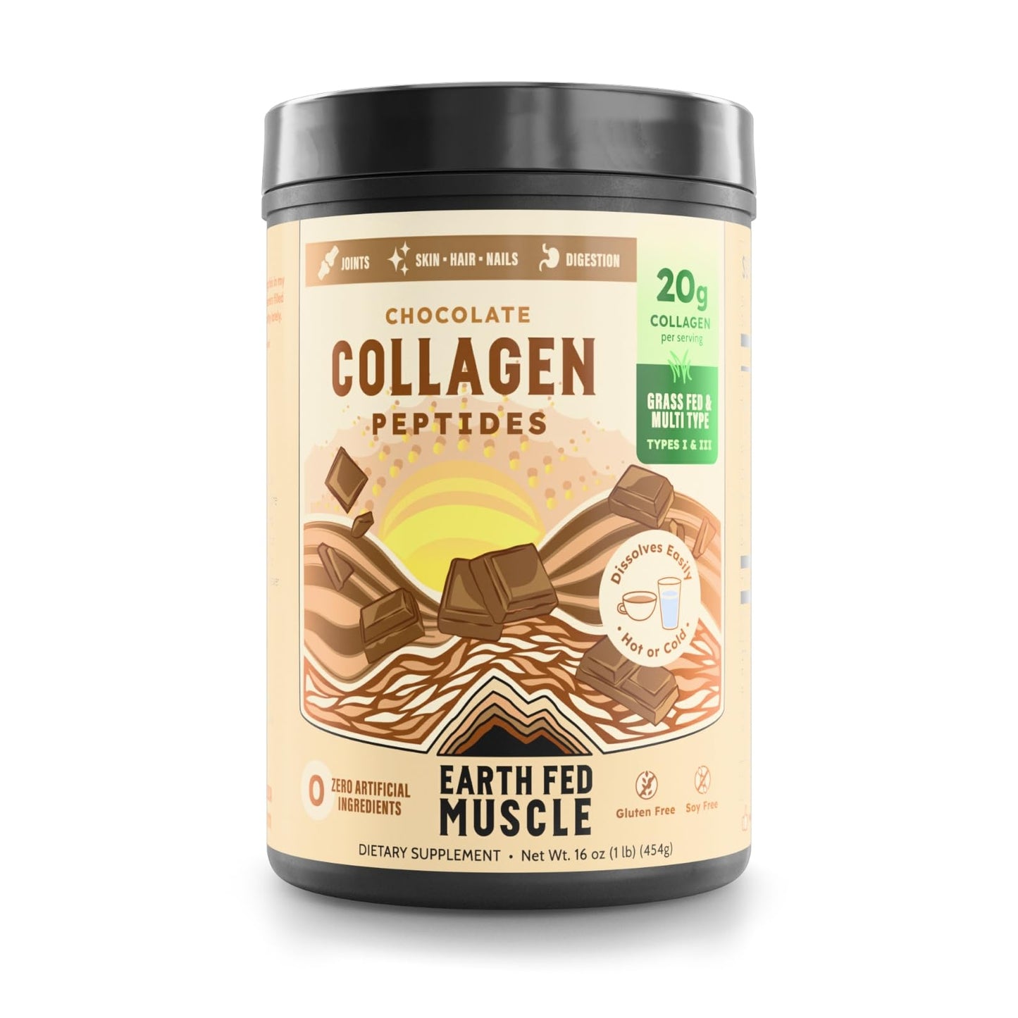 Earth Fed Muscle Chocolate Collagen Peptides Powder 16