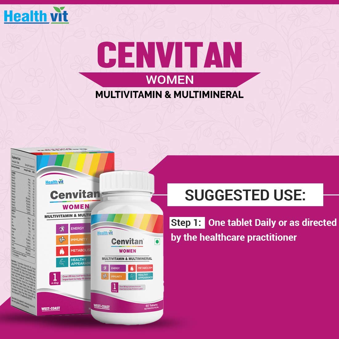 Kaxilu Cenvitan Women Multivitamin & Multimineral with 26 Nutrients, 60 Tablets