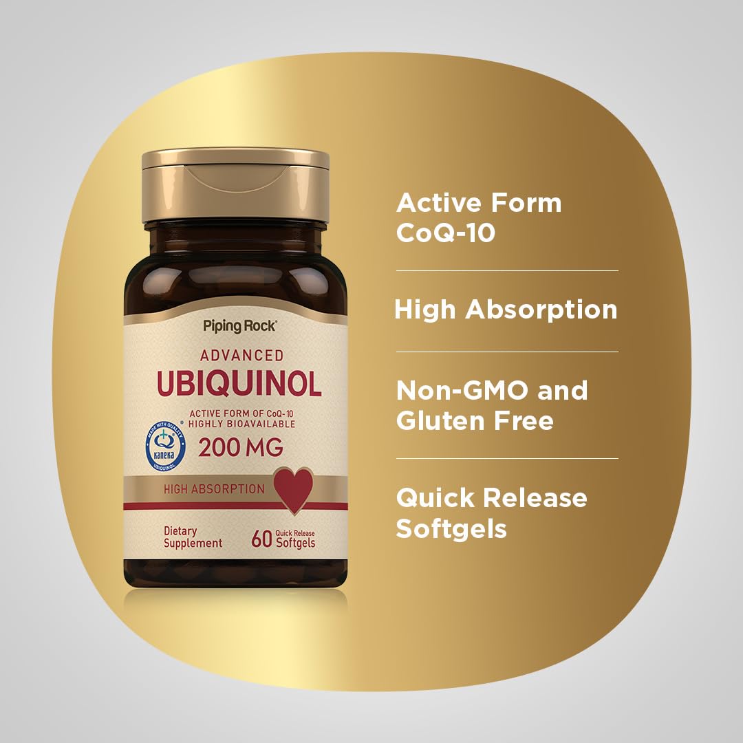 Piping Rock Ubiquinol 200mg Soft Gel 60 Count