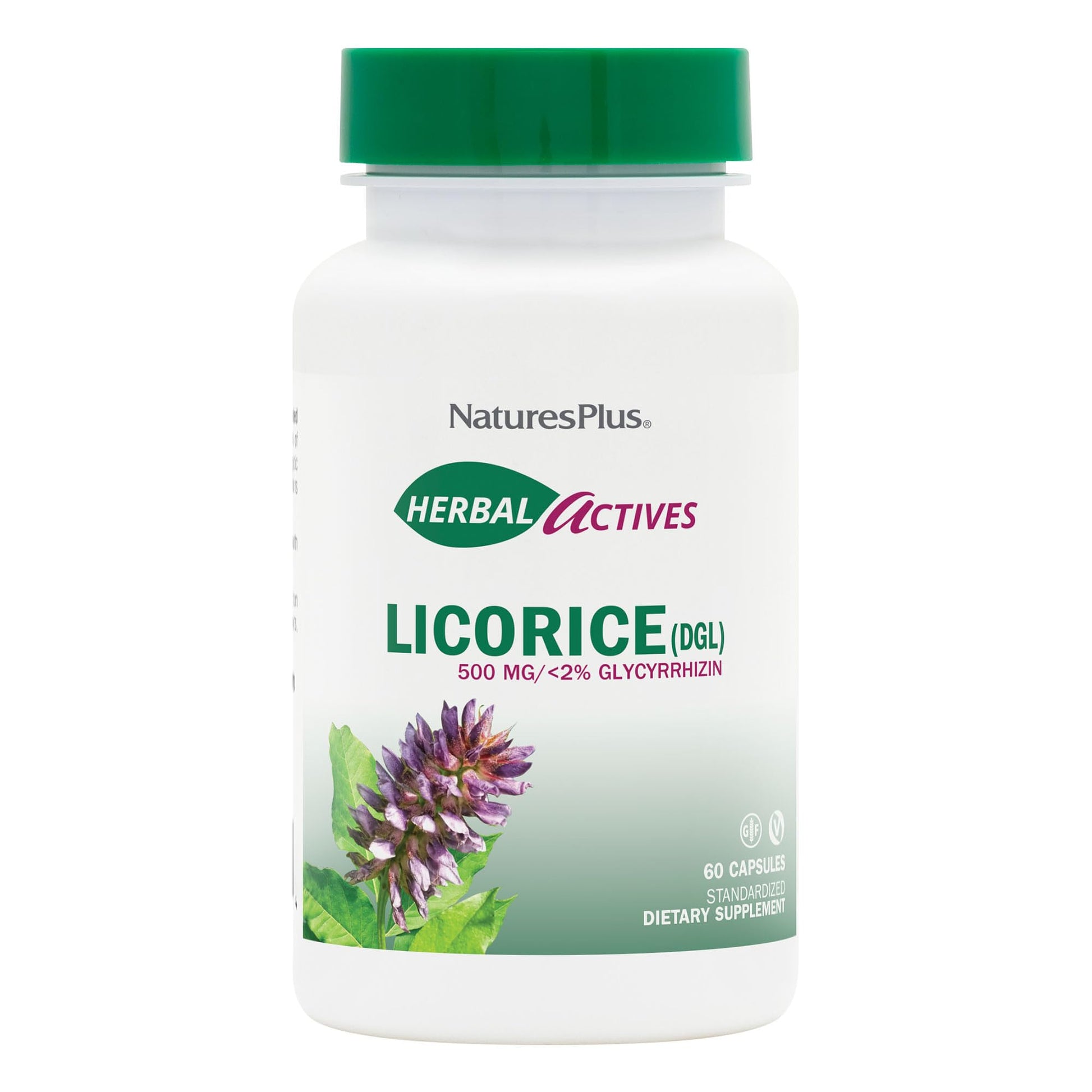 NaturesPlus Herbal Actives Licorice (DGL) 500 mg Capsules, Pack of 4, 60 Count, 240 Total Servings