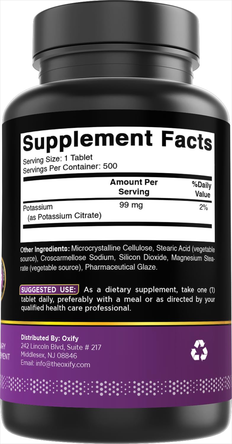 Oxify Potassium Citrate 99 mg Tablet, 500 Tablets
