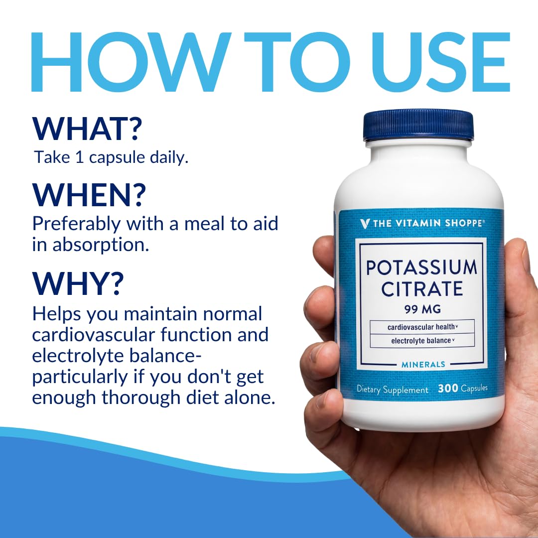 The Vitamin Shoppe Potassium Citrate 99 mg Capsules, 300 Count