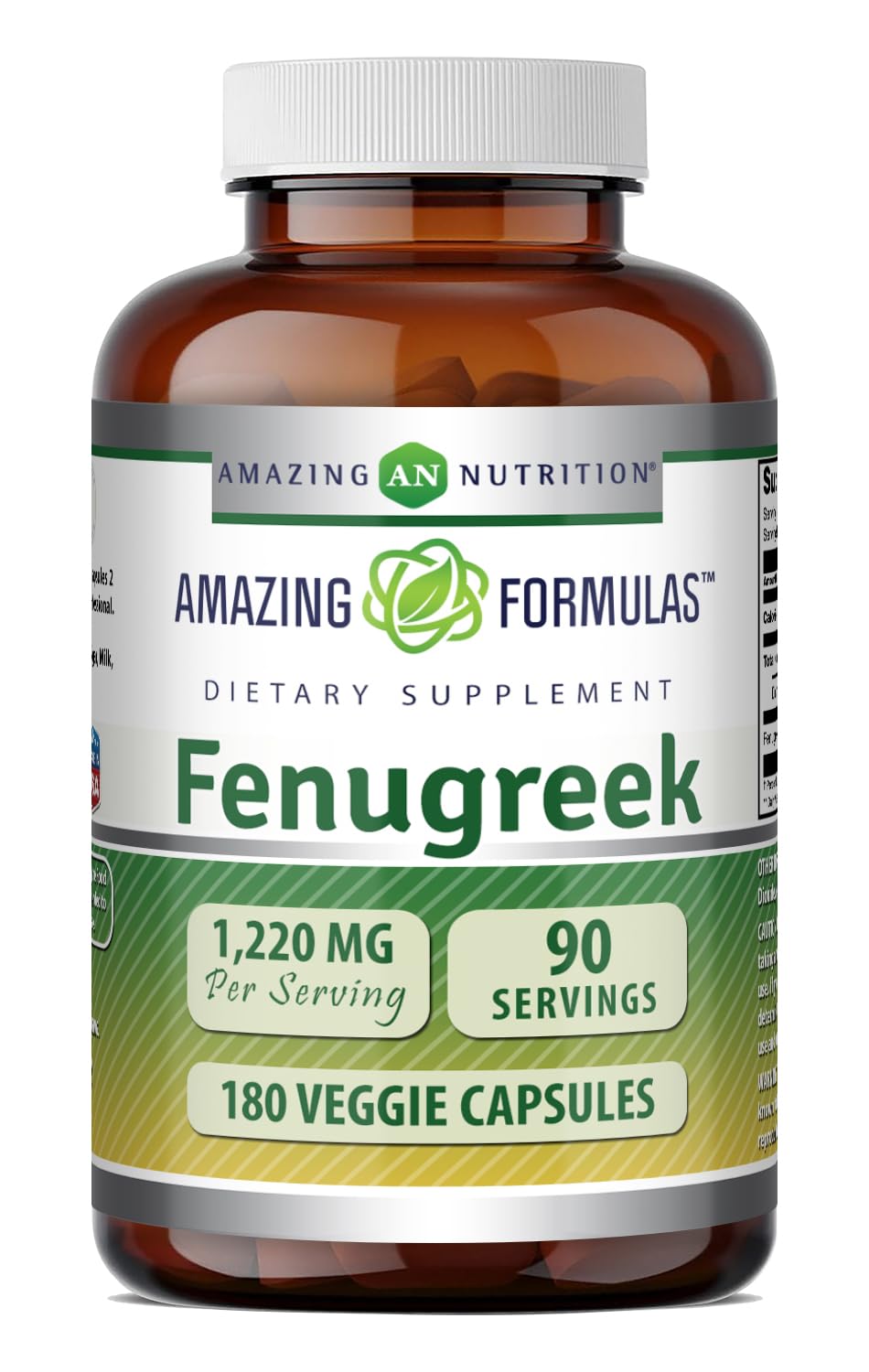 Amazing Nutrition Fenugreek Seed 1220 mg Capsules 180 Count