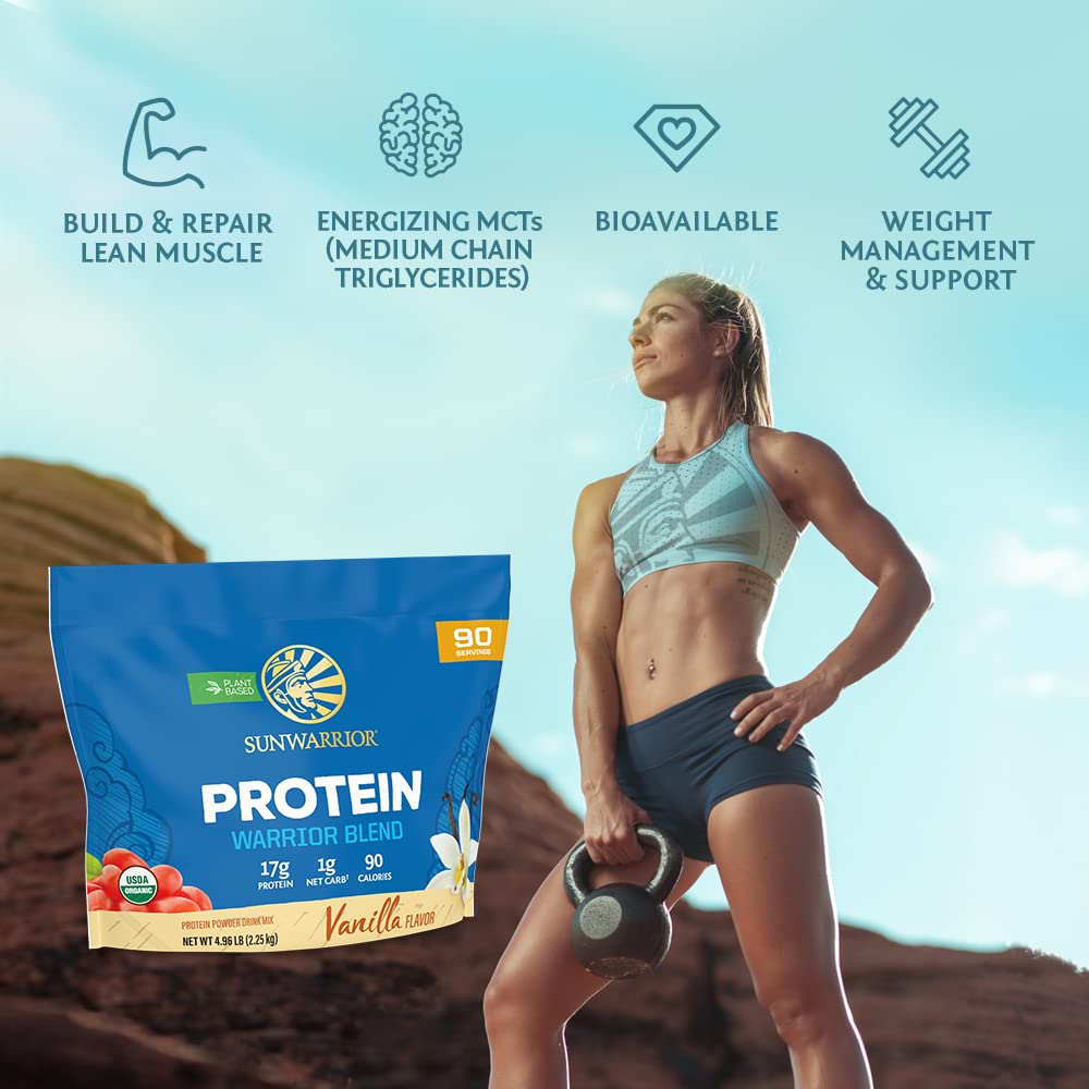 Sunwarrior Organic Plant Based Protein Powder Vanilla, 90 Servings