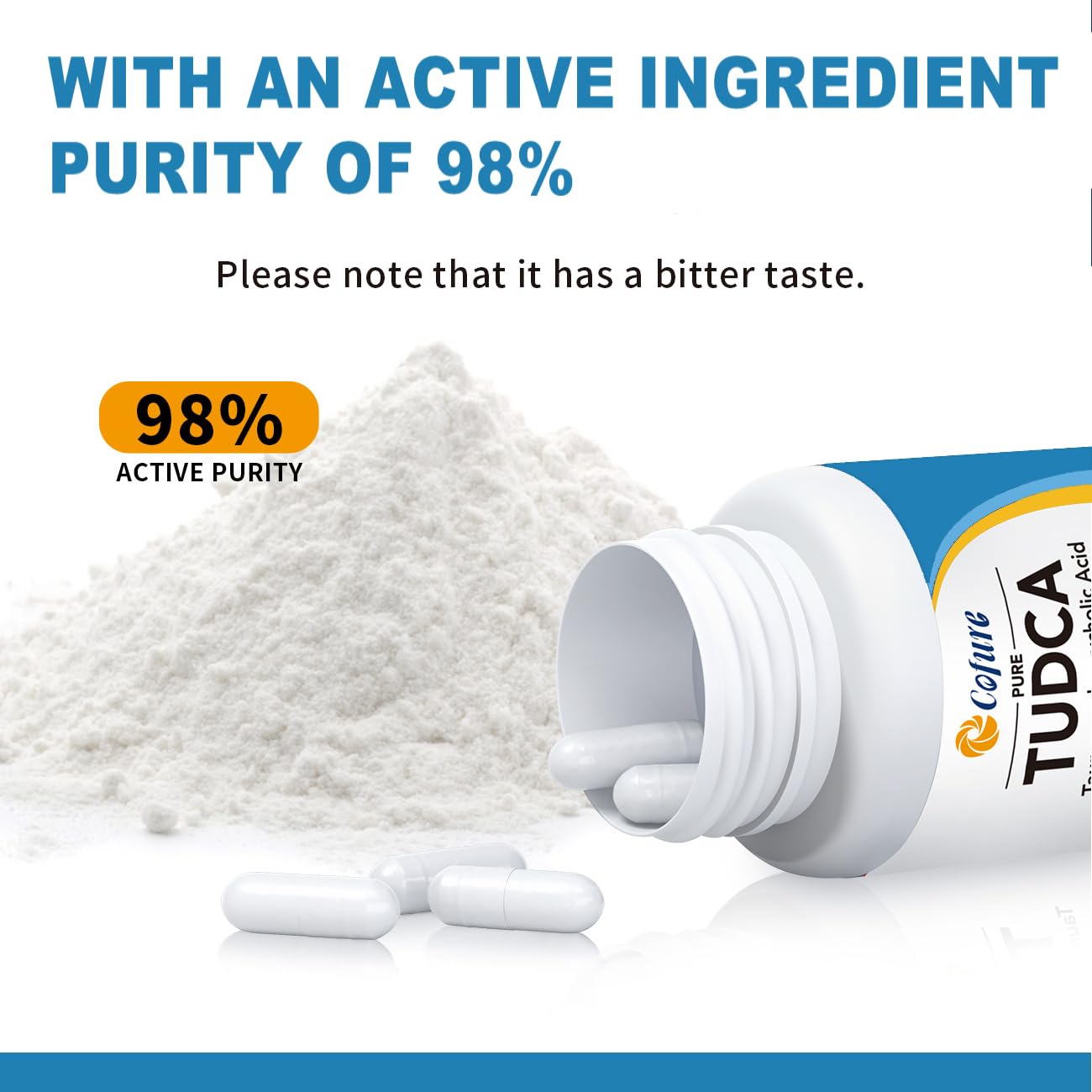 Cofure TUDCA 500mg Capsule, Liver & Gallbladder Support, Vegan, Gluten Free, Non-GMO, 60 Count