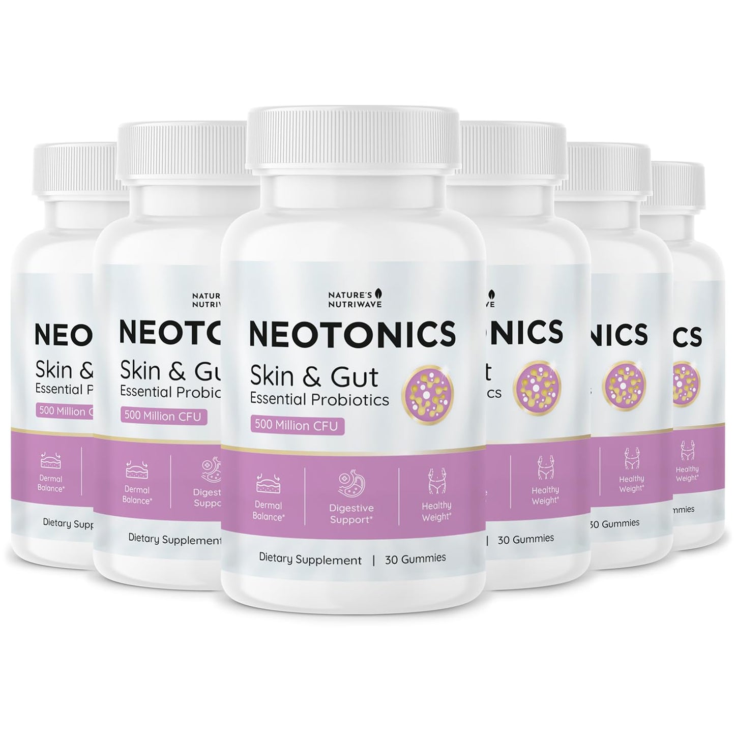 Nature’s NutriWave Neotonics Probiotic Gummy with Bacillus Coagulans, Prebiotic Inulin & Botanical Blend – Non-GMO, Stimulant-Free – 180 Gummies