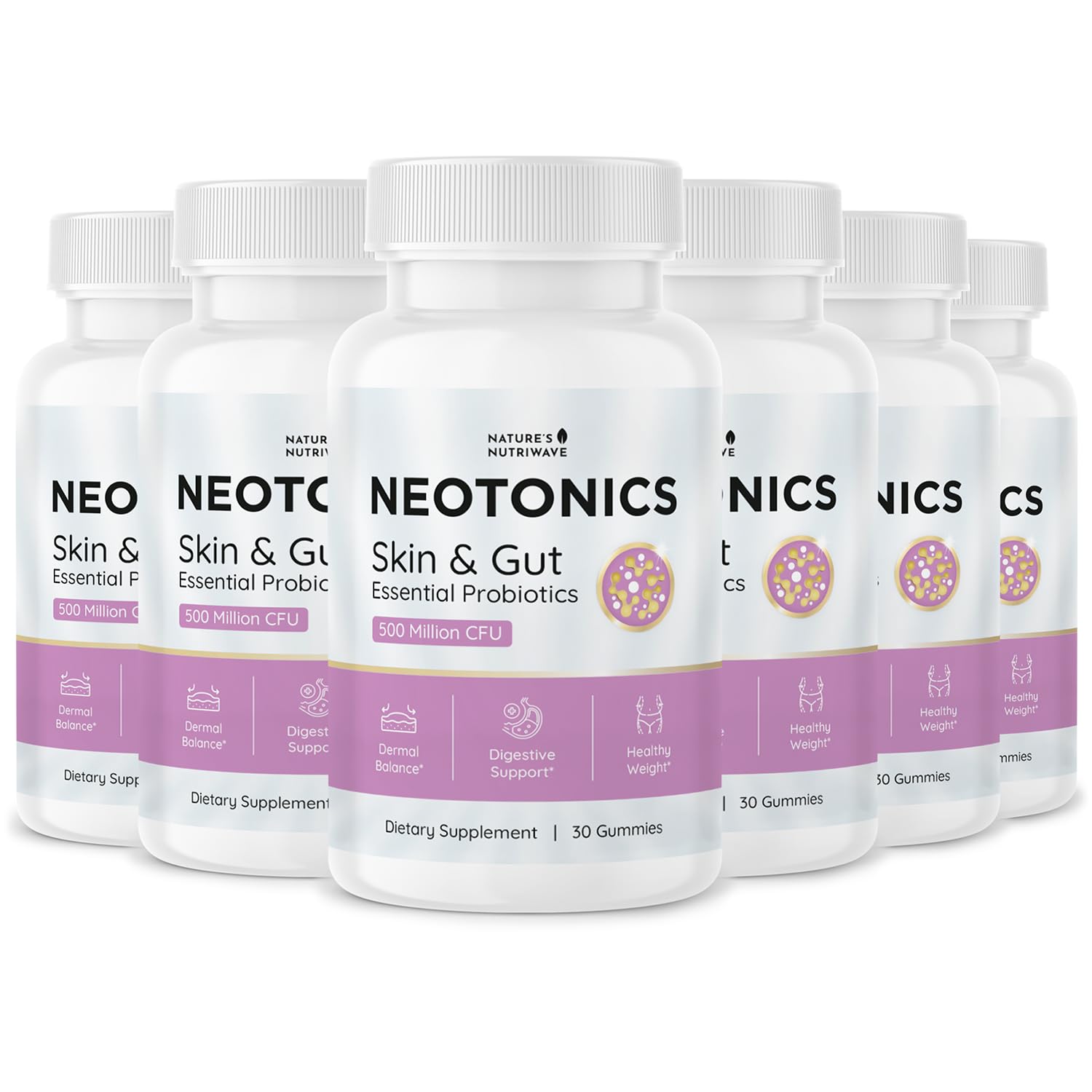 Nature’s NutriWave Neotonics Probiotic Gummy with Bacillus Coagulans, Prebiotic Inulin & Botanical Blend – Non-GMO, Stimulant-Free – 180 Gummies