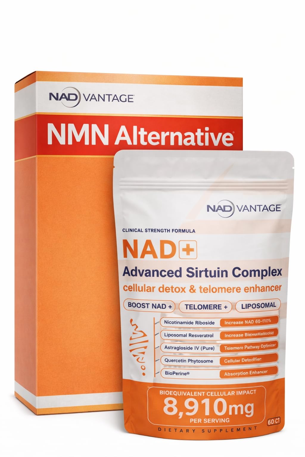 Eternaroot NAD+ 5D Matrix - High Potency NAD Precursor - 1000mg Nicotinamide Riboside (NR) + Liposomal Resveratrol - Clean Vegan Formula - Cellular Energy & Immune Support, 60 Capsules