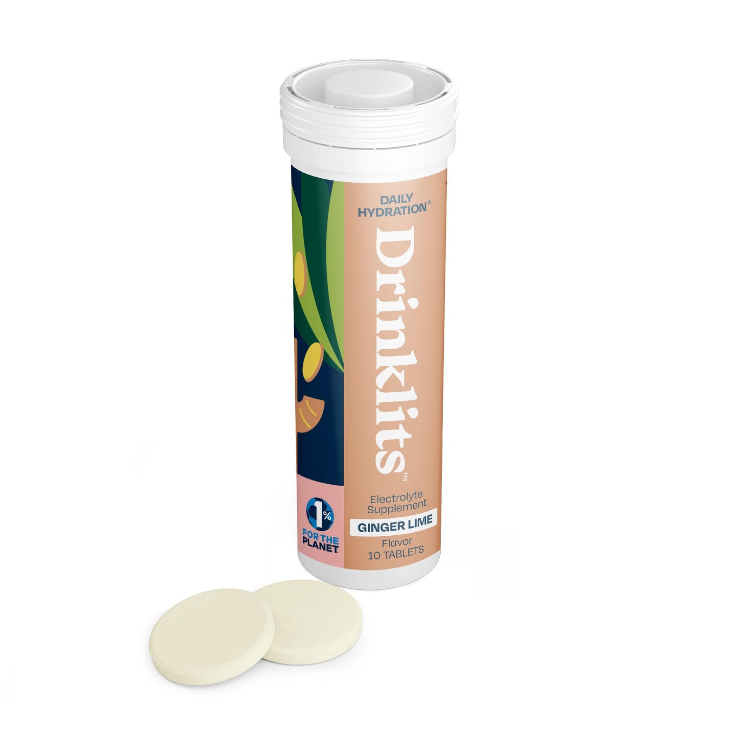 Drinklits Ginger Lime Electrolyte Tablets for Hydration, 10 Count