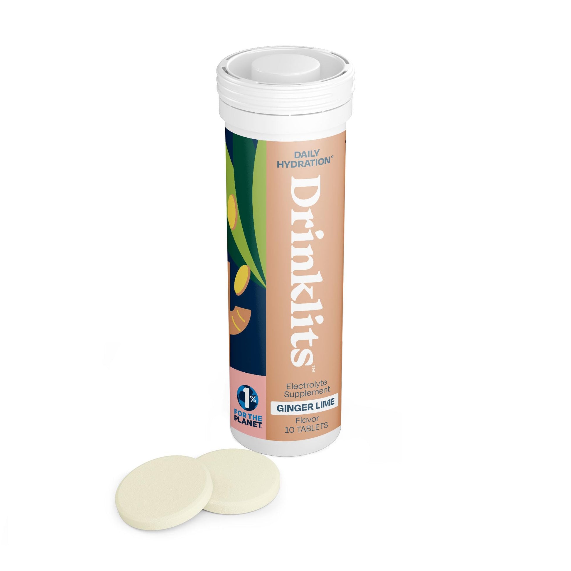 Drinklits Ginger Lime Electrolyte Tablets for Hydration, 10 Count