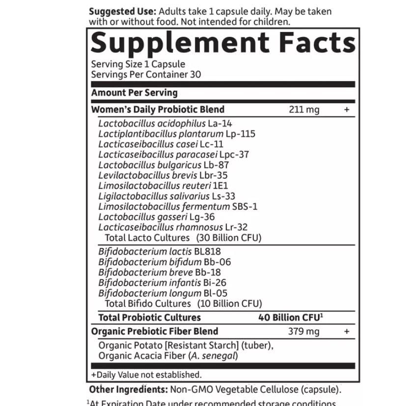 Garden of Life Dr. Formulated Women’s Daily Care Probiotics Vitamins for Digestive Gut Health and Immune Support Capsules, 30 Count