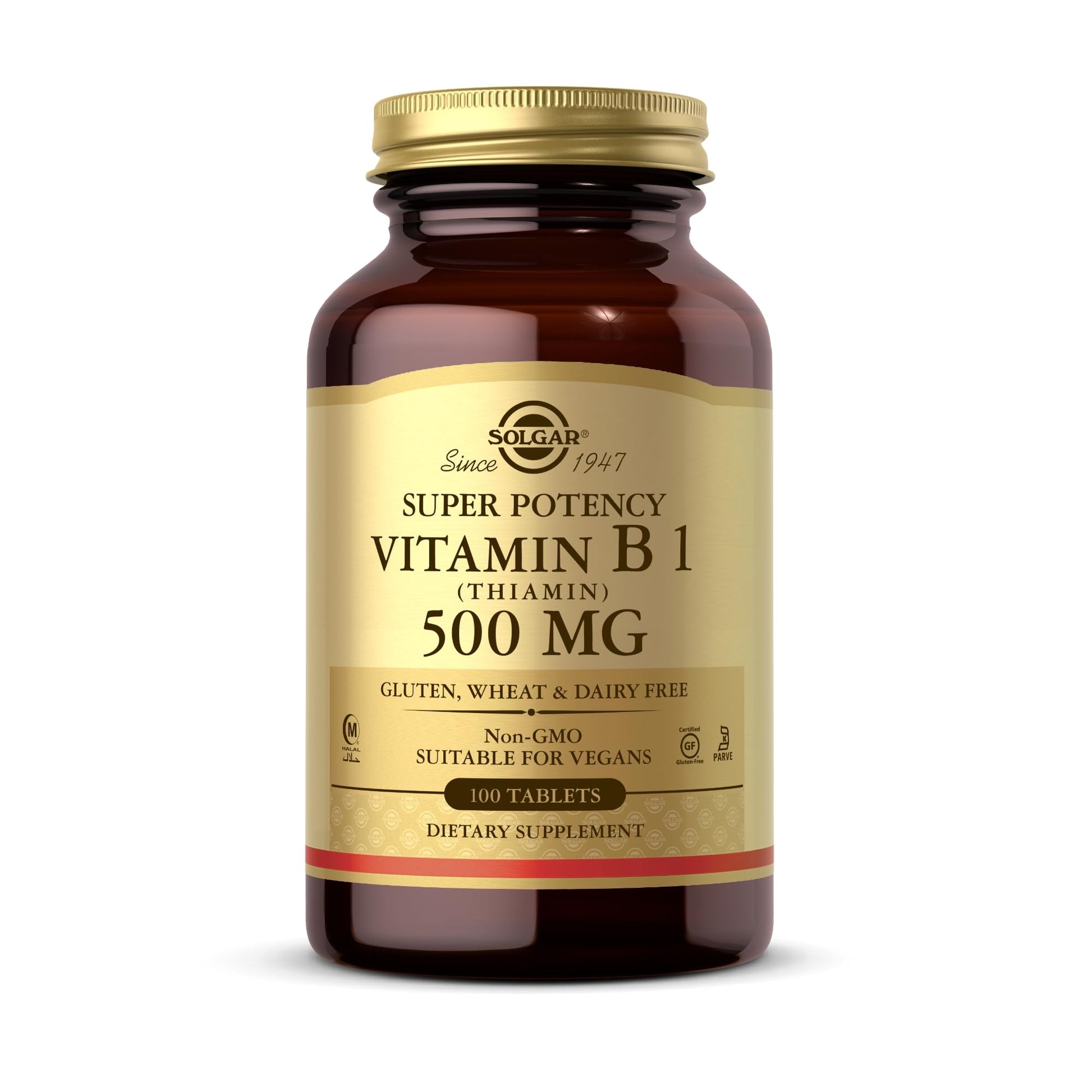 Solgar Vitamin B1 (Thiamin) 500mg Formula Tablets 100 Count