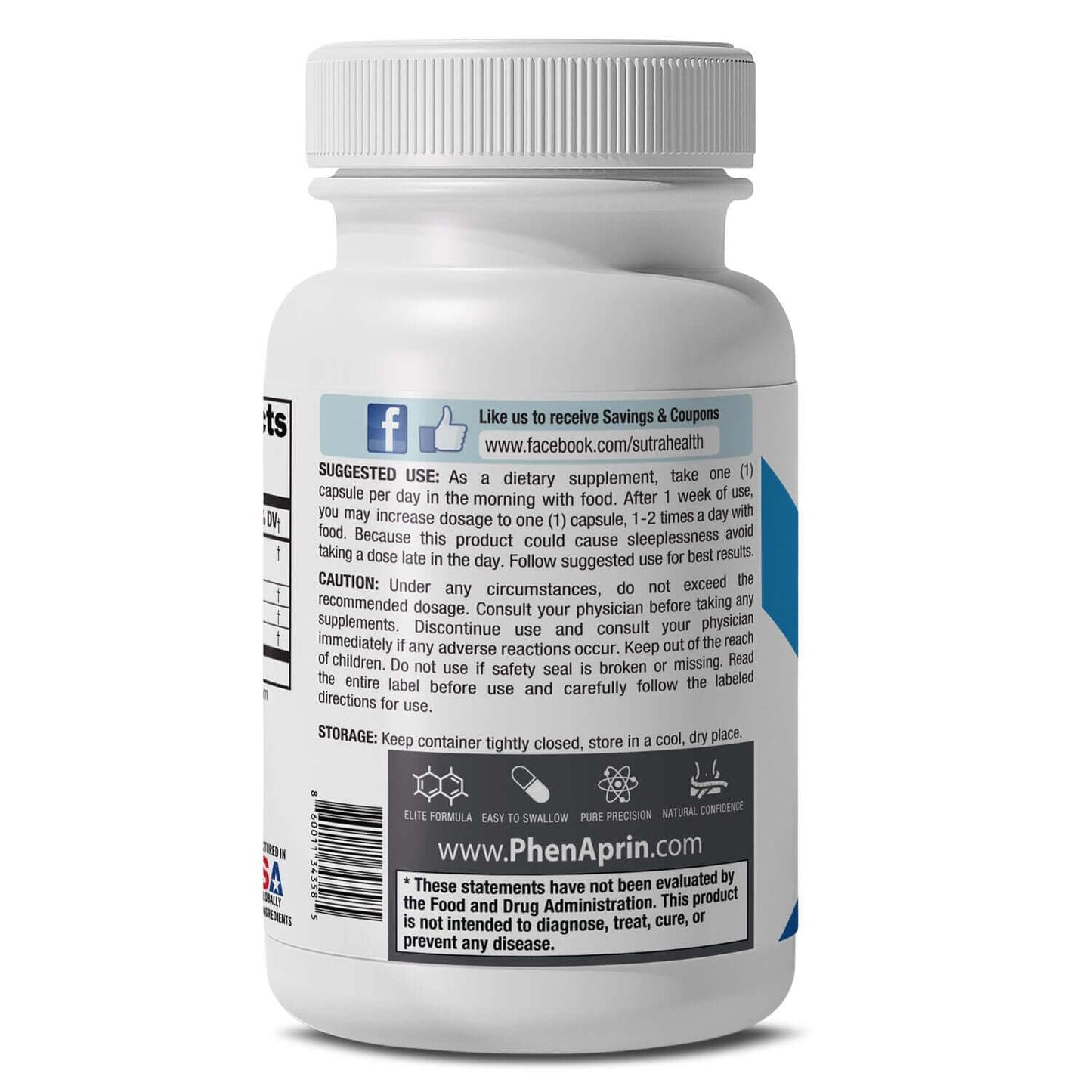 SutraHealth PhenAprin XR GLP-1 Friendly Caffeine-Free Appetite Suppressant Capsule, 60 Count