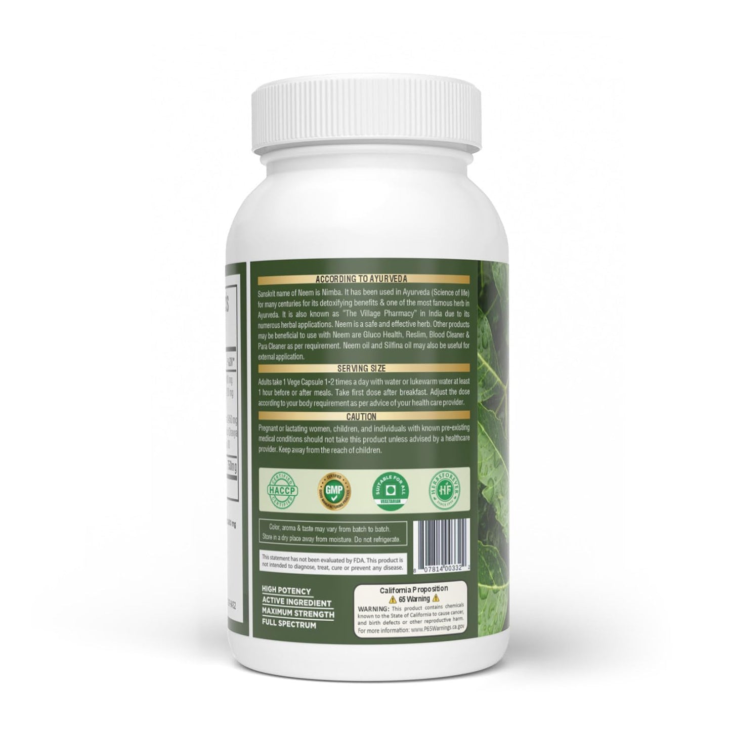 Herbsforever Neem (Azadirachta Indica) Extra Strength 10:1 Extract, Equivalent to 2450 mg Leaves Powder per Serving, Supports Immunity, Clear Skin, Face Complexion & Blood Purify, 60 Veg Capsules