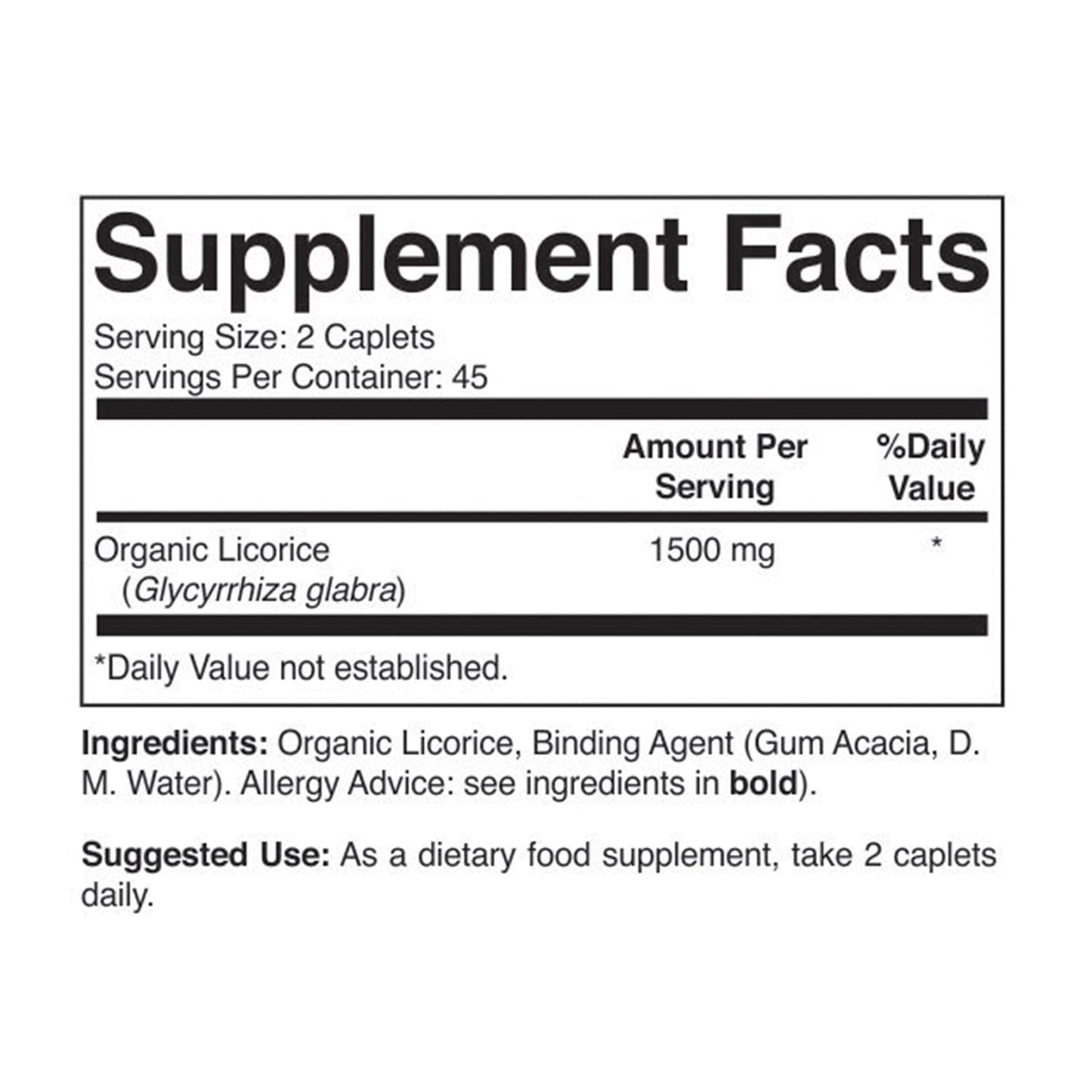 Brieofood Organic Licorice 1500mg Tablets, 90 Count