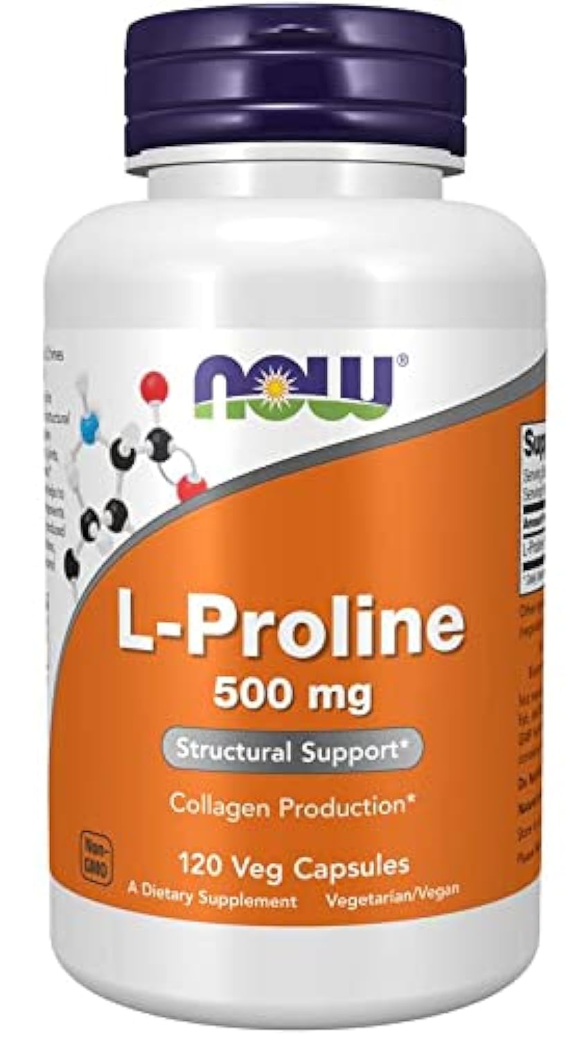 NOW Foods L-Proline 500 mg Capsules, 120 Capsules