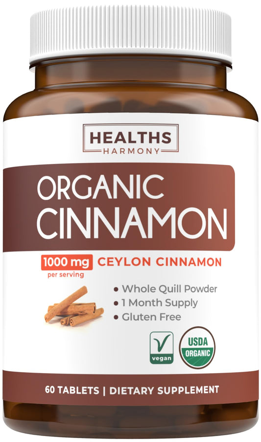 Healths Harmony USDA Organic Ceylon Cinnamon Tablet 60 Count