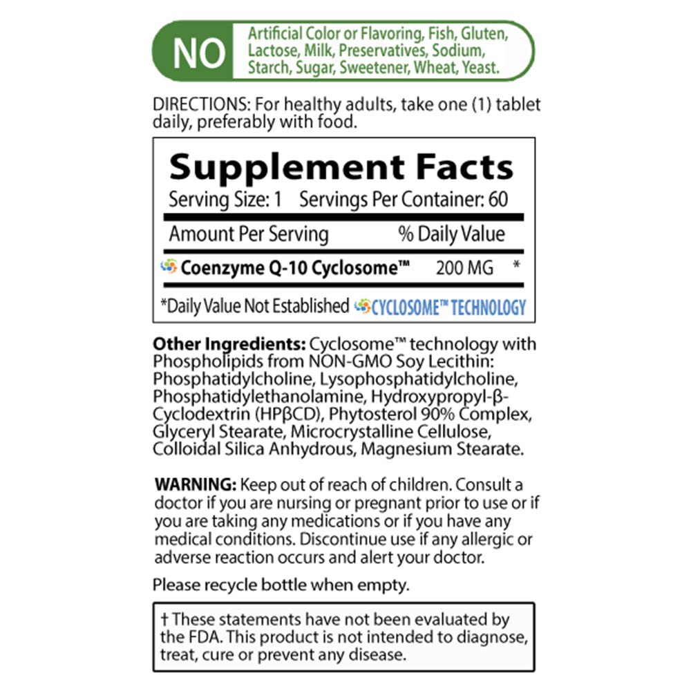 NATURE'S ESSENTIALS CoQ-10 200mg Tablet, 60 Tablets