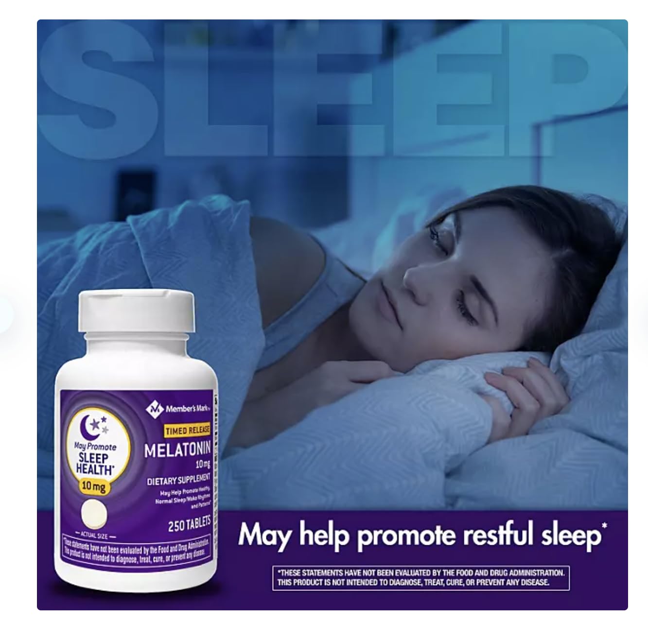 Member's Mark Melatonin 10 mg Dietary Supplement Tablet, 250 Count