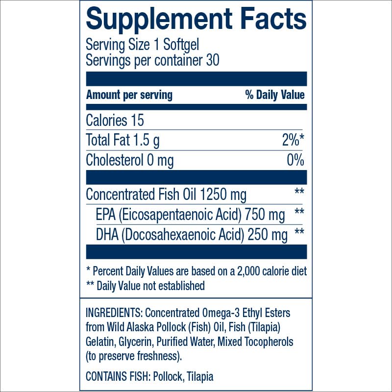 Wiley's Finest Wild Alaskan Fish Oil Peak EPA - Triple Strength Peak EPA & DHA Supplement - 1000mg Fish Oil - Omega-3s for Joint Health Support 30 Softgels