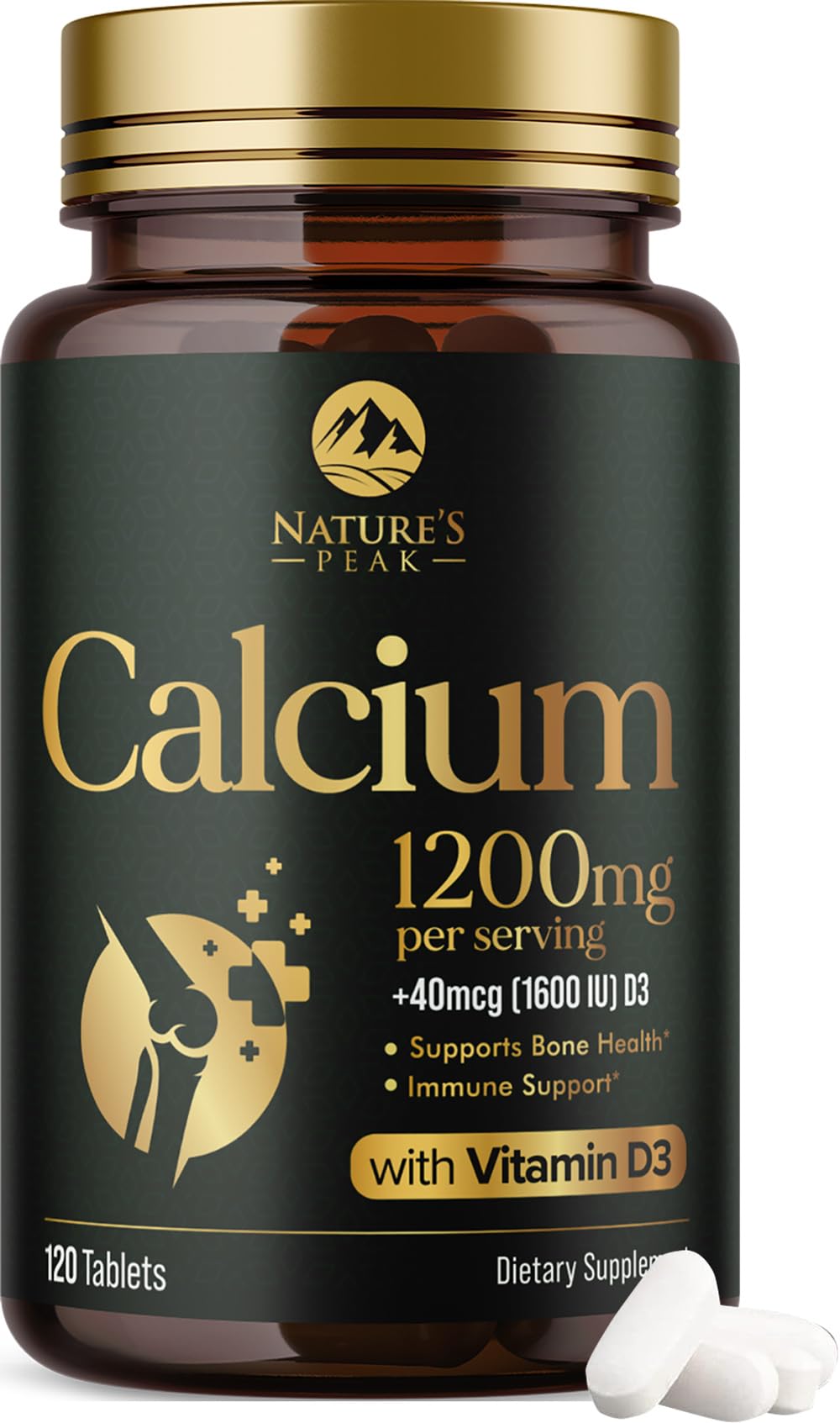 Nature's Peak Calcium 1200 mg with Vitamin D3 Tablets, 120 Count