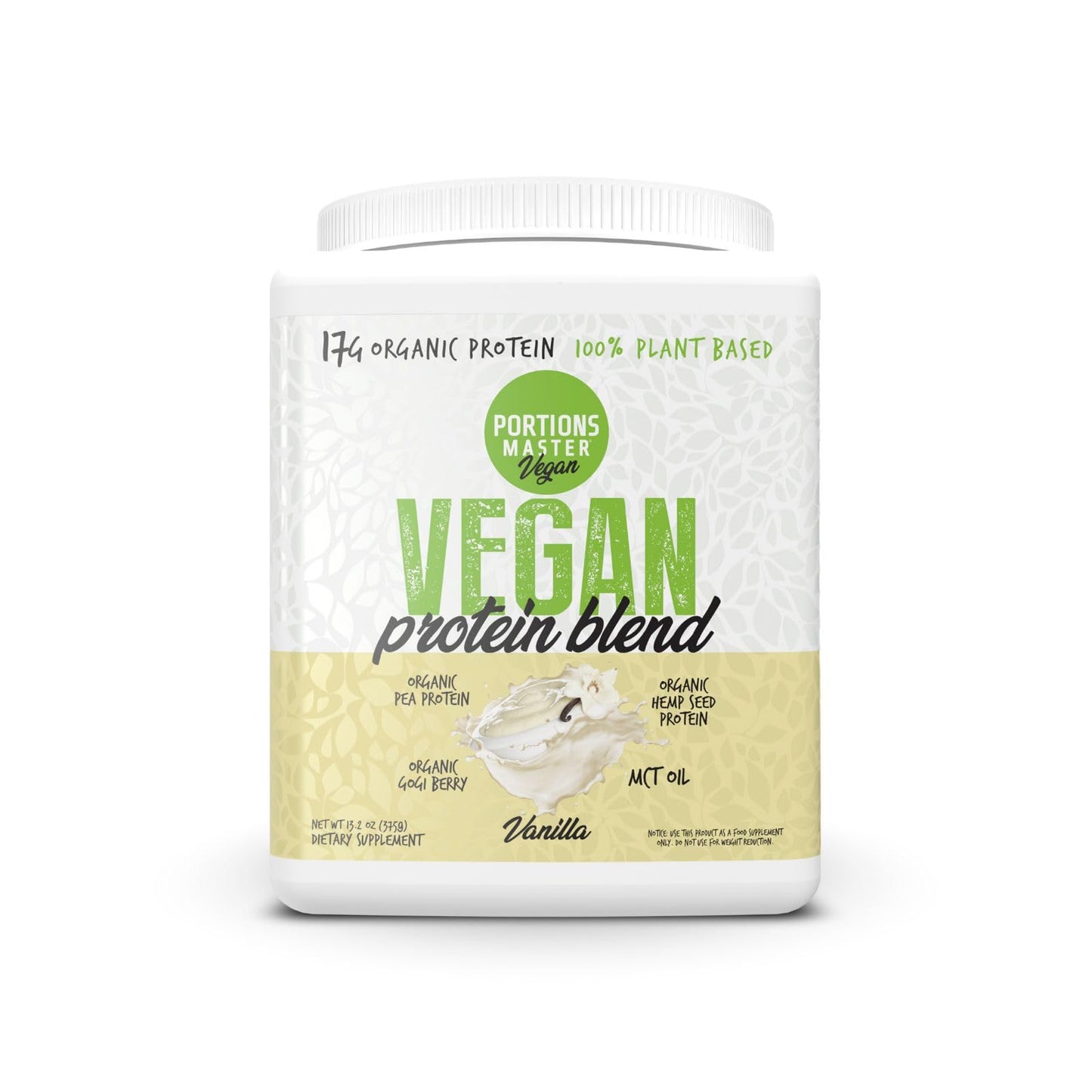 Portions Master Vegan Protein Blend, Pea Hemp Goji + MCT 13.2 Ounce